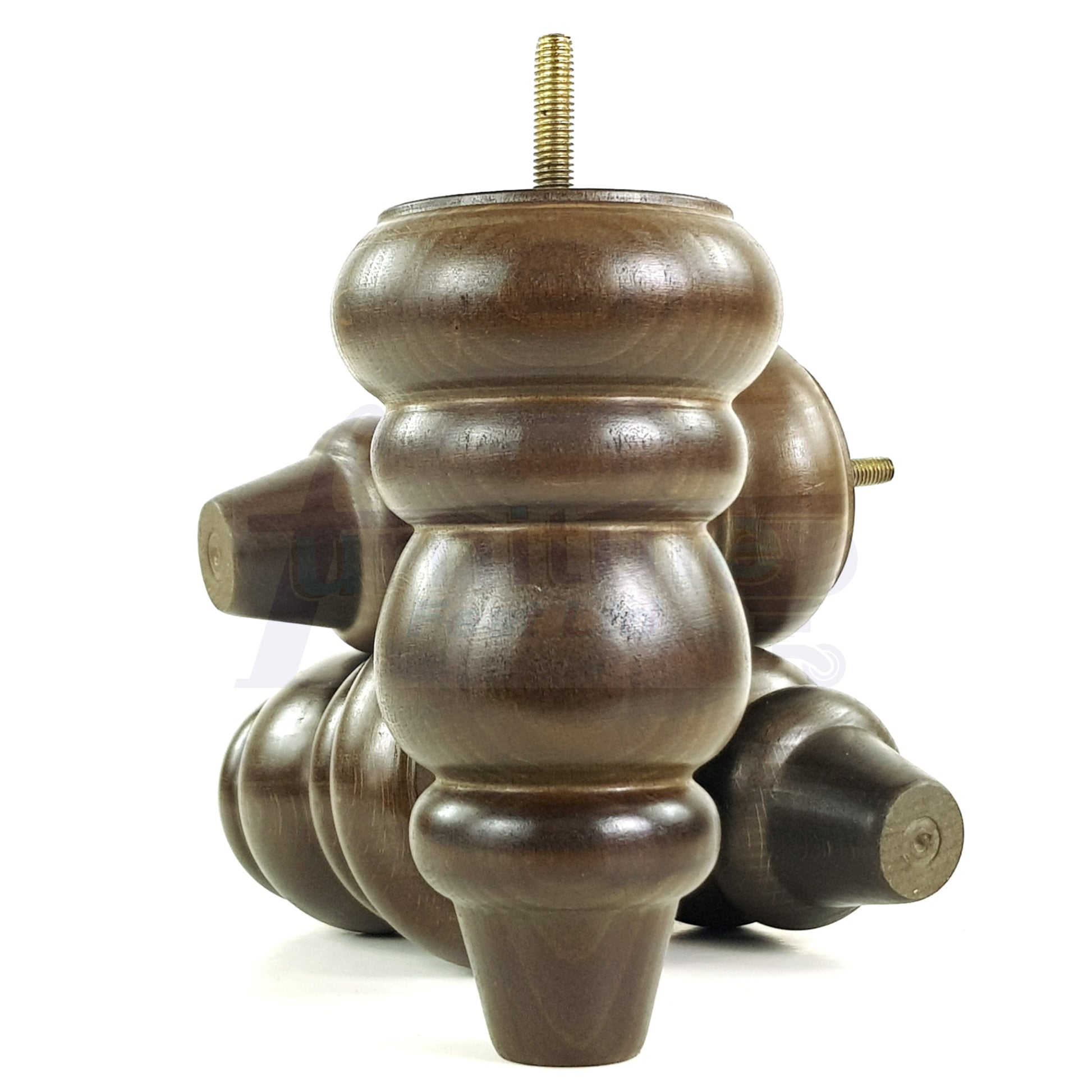 4x Solid Turned Wood Furniture Legs Chair Settee Feet 155mm 8mm Thread Antique Brown