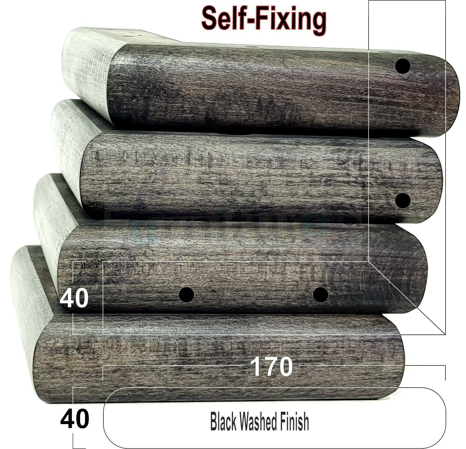 Set Of 4 Wooden Corner Furniture Feet 40mm High Replacement Sofa Chair Legs