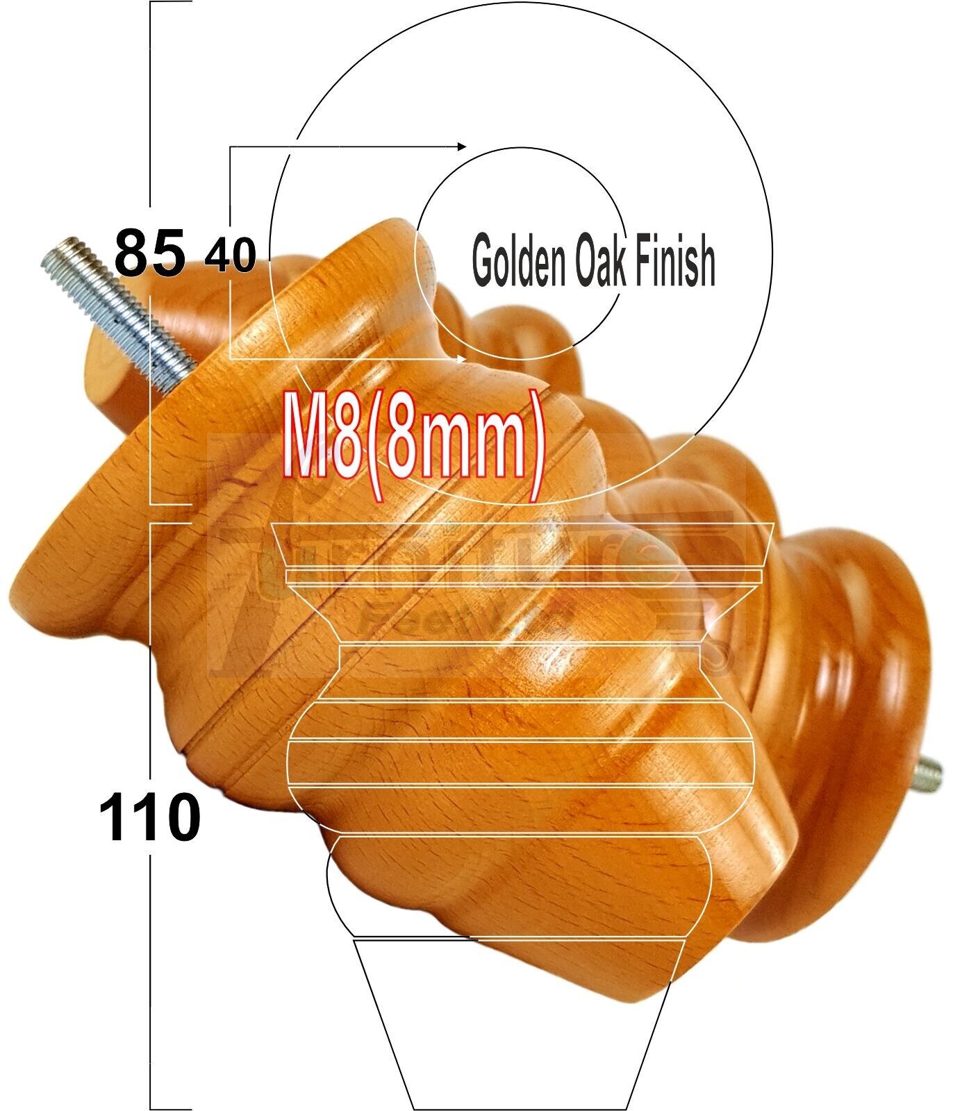 4x Turned Wood Furniture Legs Replacement Feet 110mm High Multiple Colours Chairs Stools Sofa's Beds Settee Cabinets M8