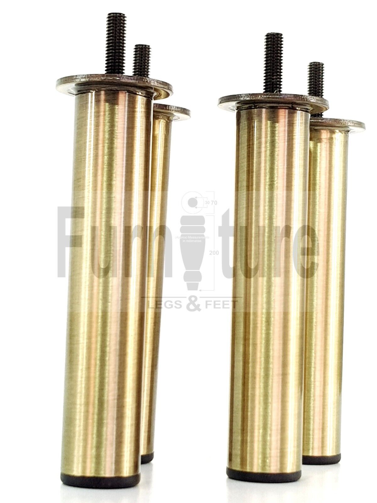 4 Metal Furniture Sofa Legs 150mm High Chair Feet Settee Cabinets Brush Brass M8