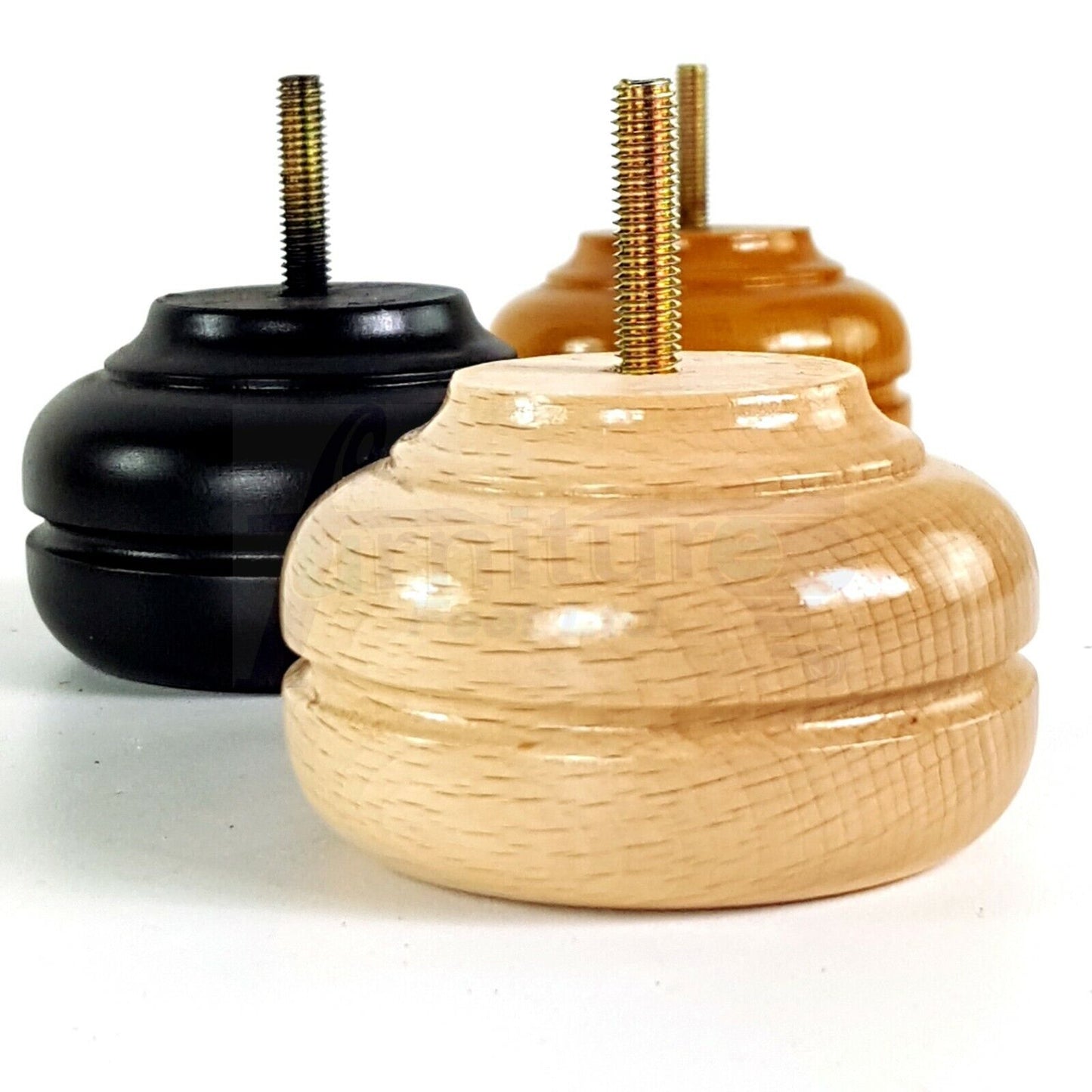 4 Wood Turned Replacement Furniture Legs Sofa, Chair, Settee Feet 55mm High M10 Thread