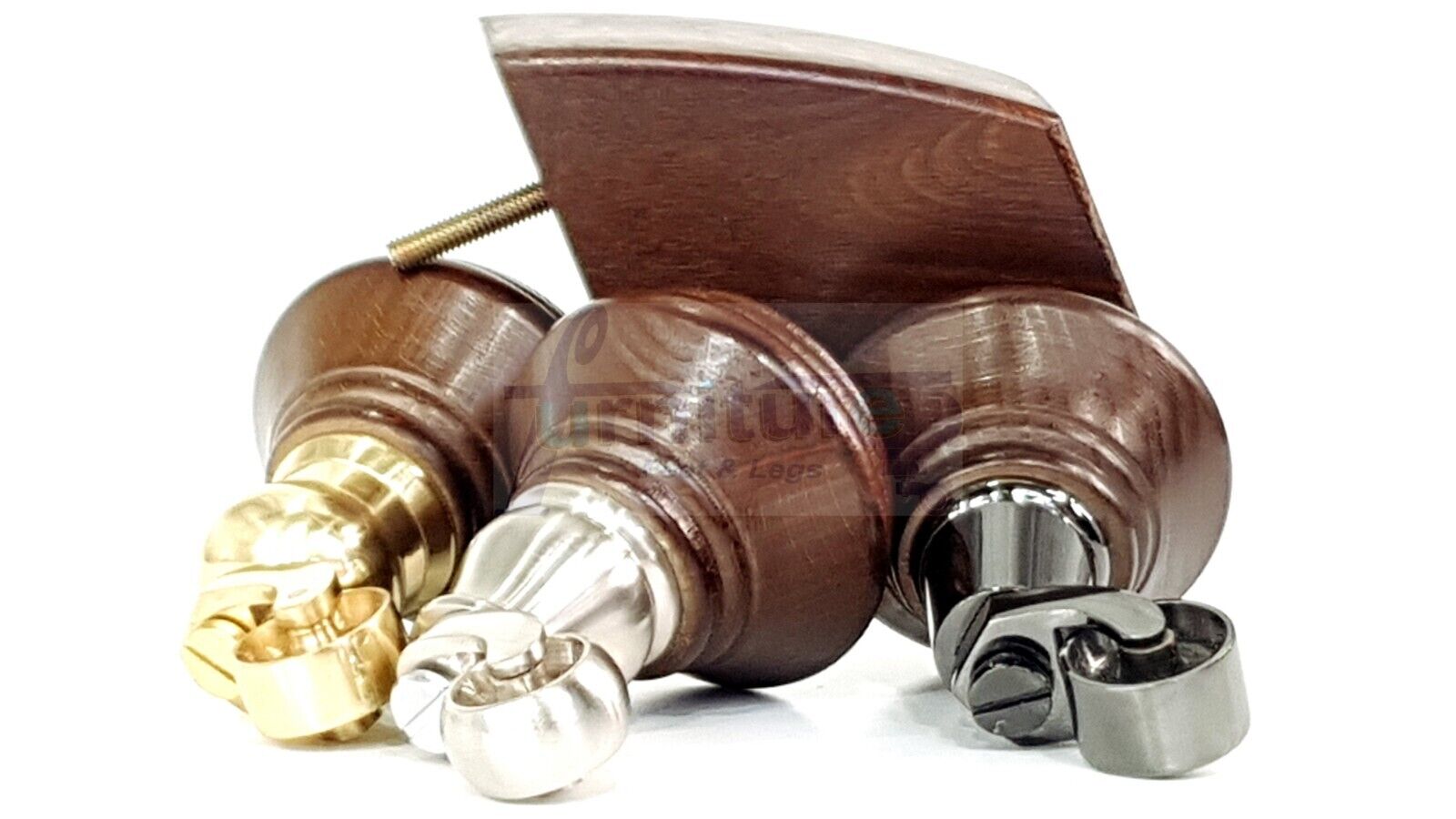 2 Antique Brown Wood Furniture Sofa Feet With Castor 125mm & 2 Curved Legs Chair Settee 100mm High M8