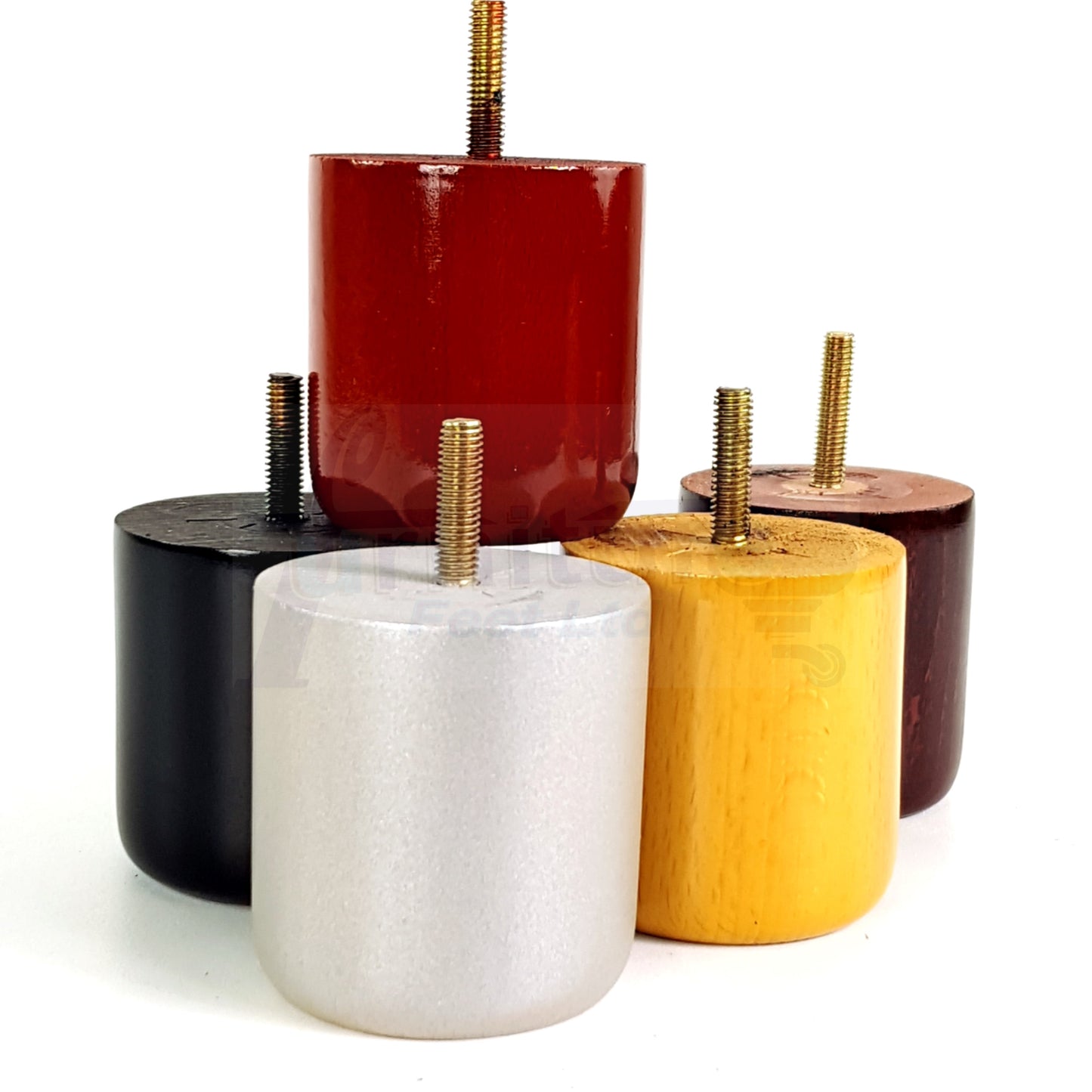 4x Solid Wood Turned Furniture Legs Replacement Bun Feet 70mm High 10mm Thread