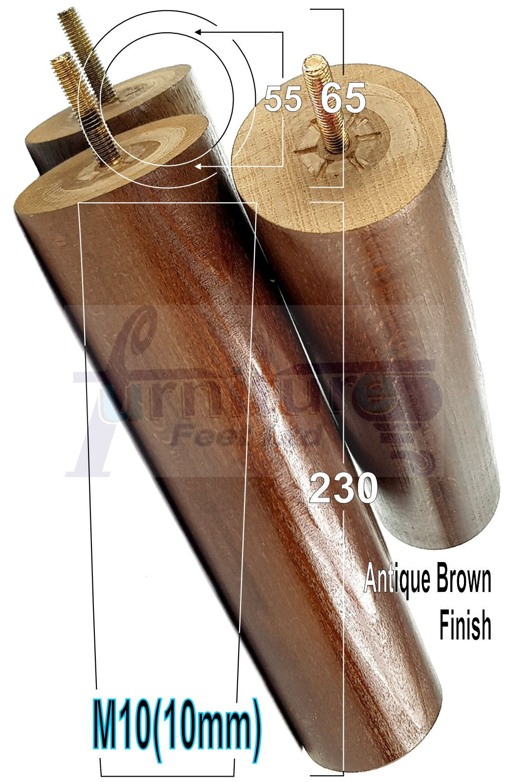 4 Solid Wood Turned Furniture Legs Replacement Feet 230mm High Chairs Sofa Bed Settee & Cabinets M10