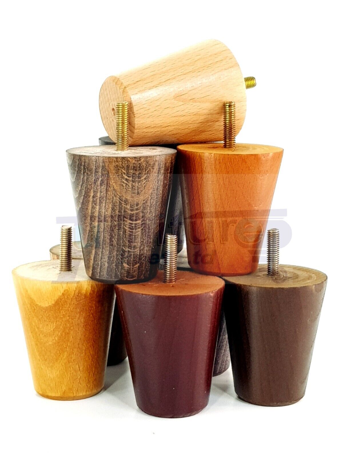 4x Solid Wood Turned Furniture Legs Replacement Bun Feet 75mm High Chairs Stools Sofa's Beds Settee M8