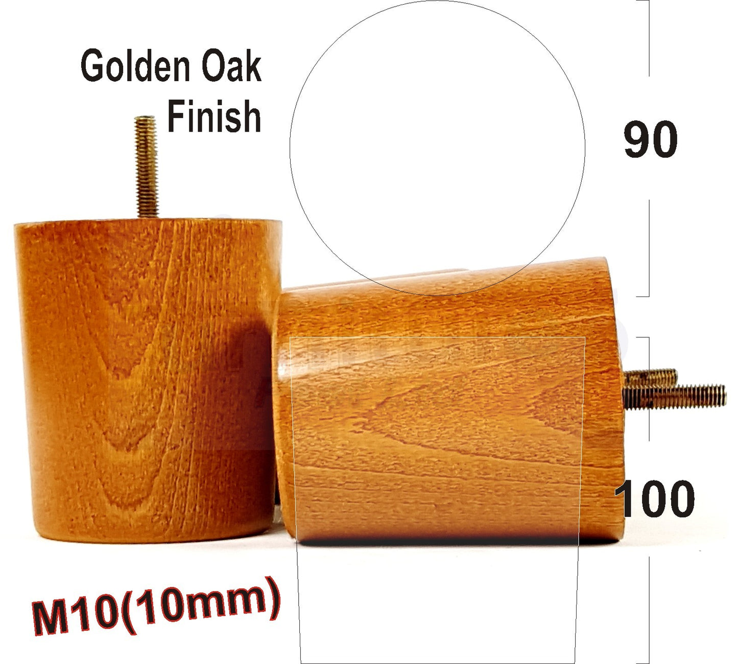 4x Turned Wood Furniture Legs Chair Sofa Bed M10 Replacement Settee Feet 100mm