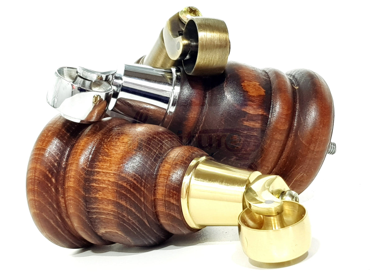 4 Turned Wooden Replacement Furniture Legs with Castors 6 Inch 155mm High Sofa Feet M8 Dowl Fixing - Antique Mahogany Washed