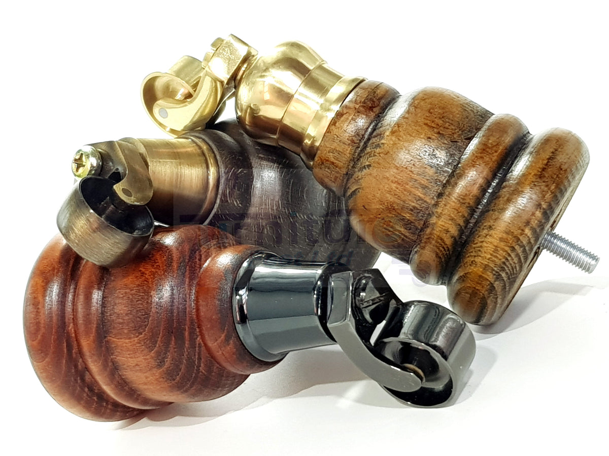 4 Turned Wooden Replacement Furniture Legs with Castors 6 Inch 155mm High Sofa Feet M8 Dowl Fixing - Natural