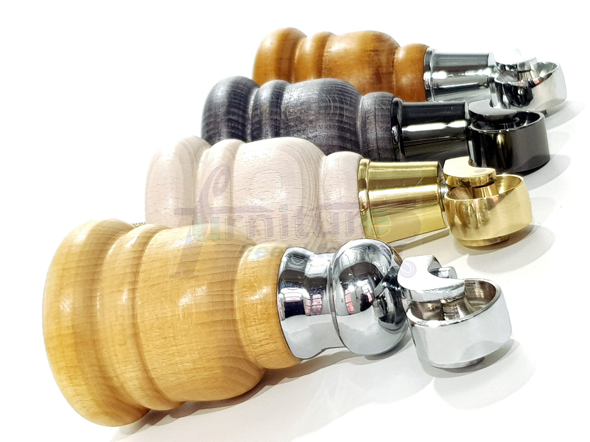 4 Turned Wooden Replacement Furniture Legs with Castors 6 Inch 155mm High Sofa Feet M8 Dowl Fixing - Natural