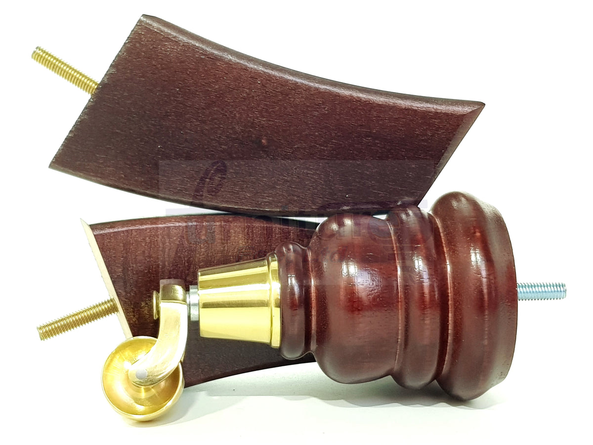 2x Turned Replacement Legs 155mm High & 2x Curved Solid Wood Furniture Legs M8 Dowl Fix - Mahogany