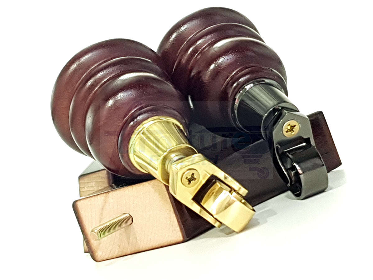 2x Turned Replacement Legs 155mm High & 2x Curved Solid Wood Furniture Legs M8 Dowl Fix - Mahogany