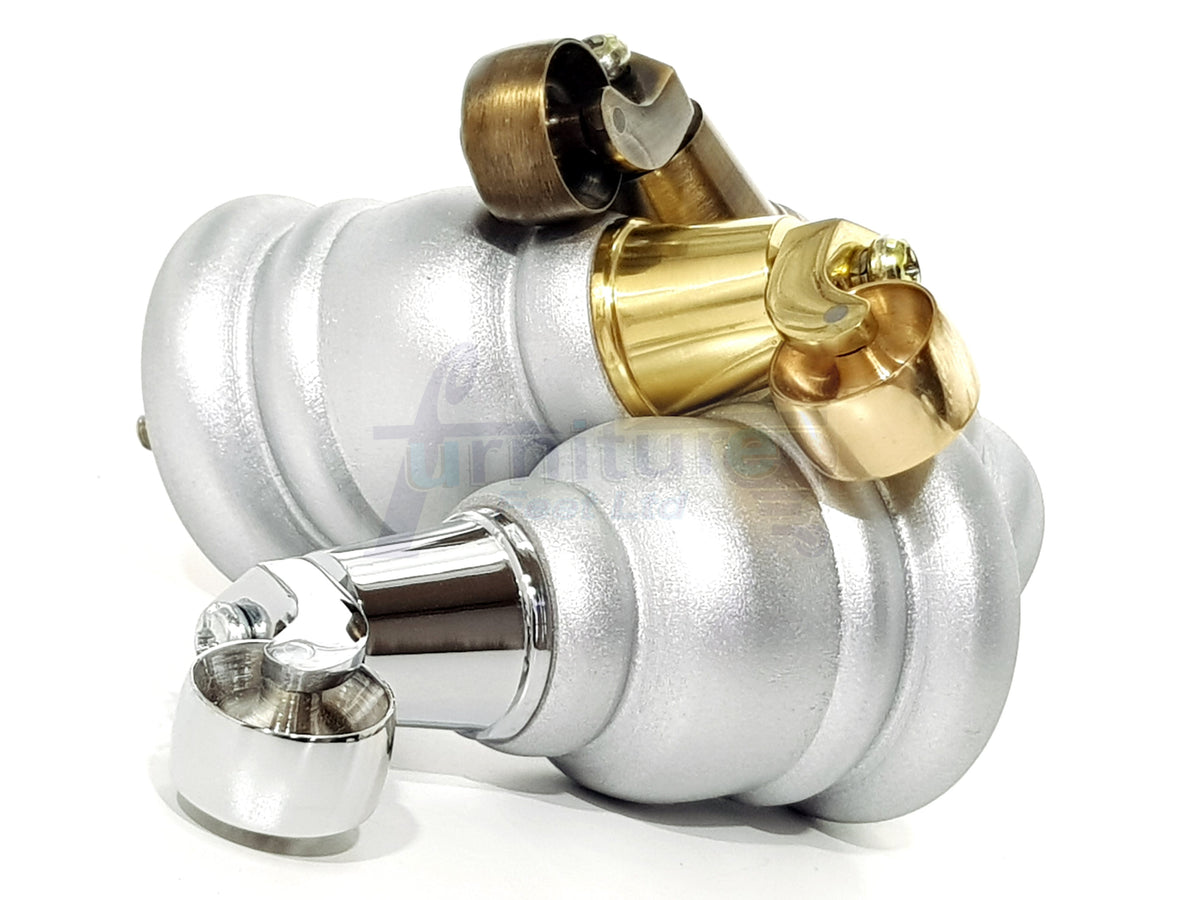 4 Turned Wooden Replacement Furniture Legs with Castors 6 Inch 155mm High Sofa Feet M8 Dowl Fixing - Silver Finish
