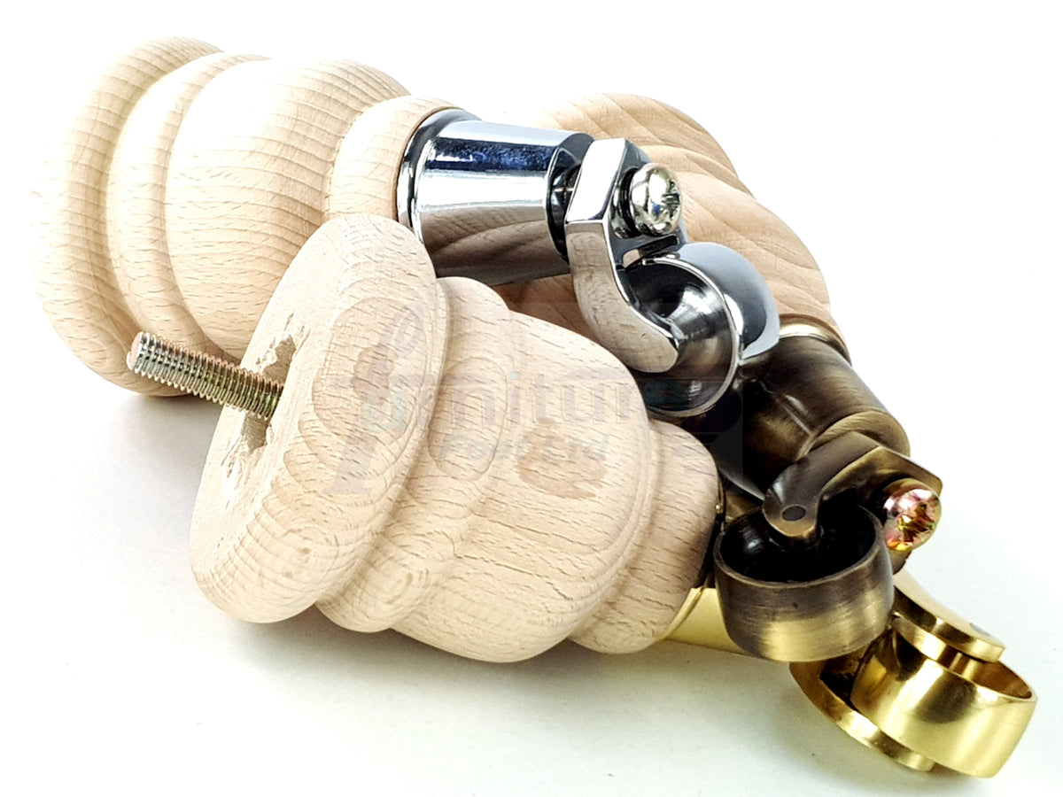 4 Wood Turned Furniture Legs Replacement Castor Feet 155mm High Raw Unfinished M8 6 Inches 
