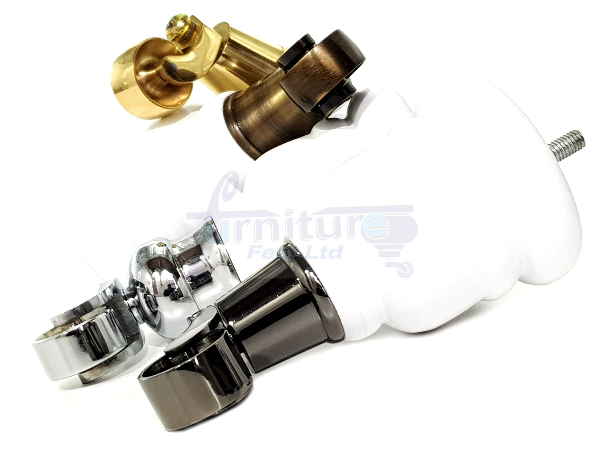 4 Turned Wooden Replacement Furniture Legs with Castors 6 Inch 155mm High Sofa Feet M8 Dowl Fixing - White Finish