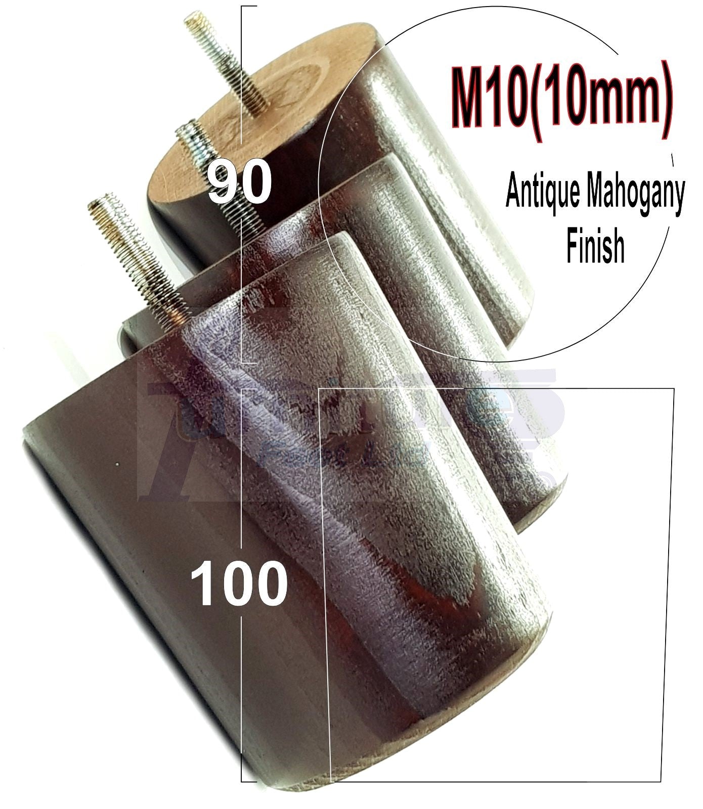 4x Turned Wood Furniture Legs Chair Sofa Bed M10 Replacement Settee Feet 100mm