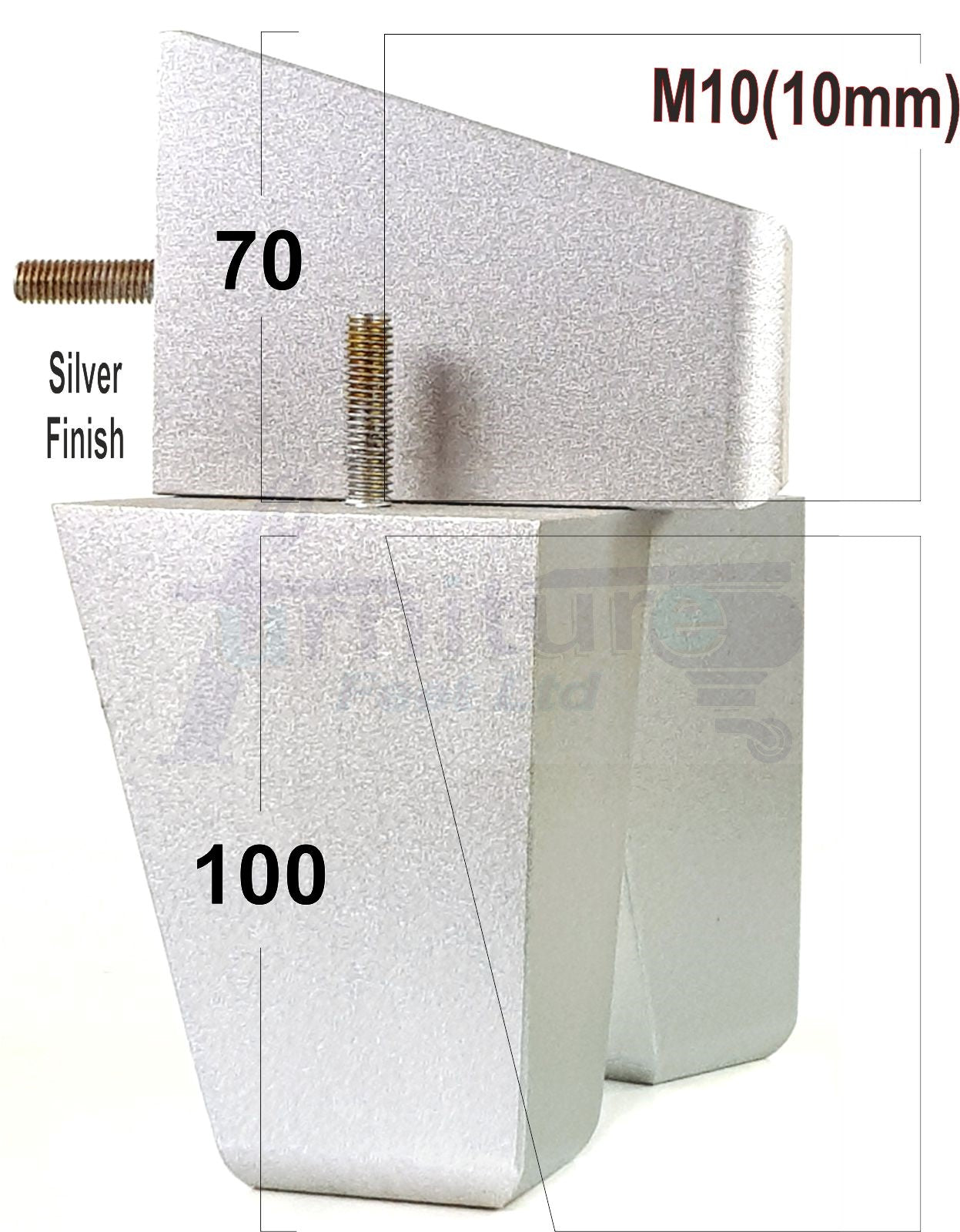 4x Angled Block Wood Sofa Legs 100mm High Replacement Furniture Feet Chairs Cabinets M10 Thread