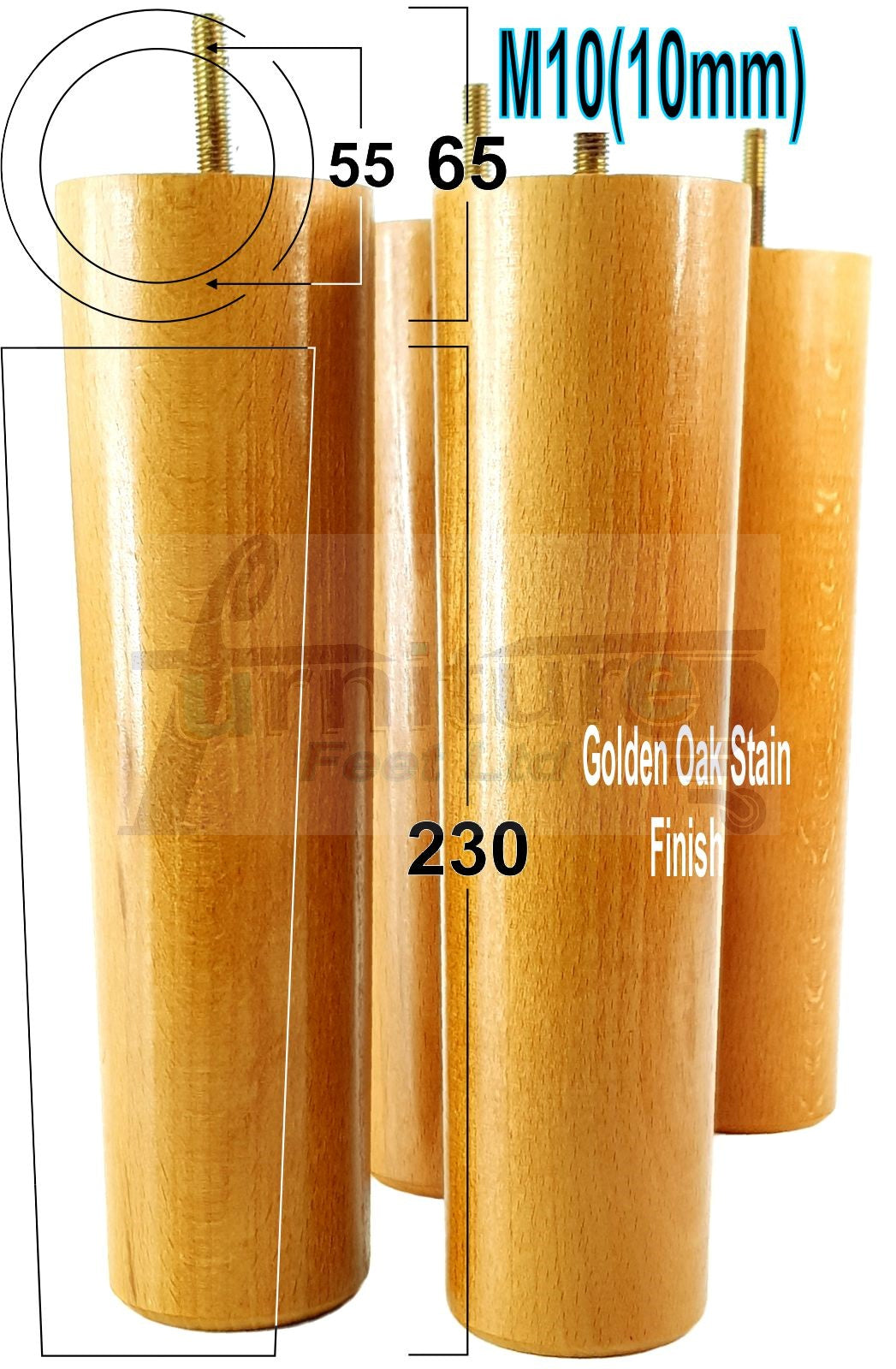 4 Solid Wood Turned Furniture Legs Replacement Feet 230mm High Chairs Sofa Bed Settee & Cabinets M10