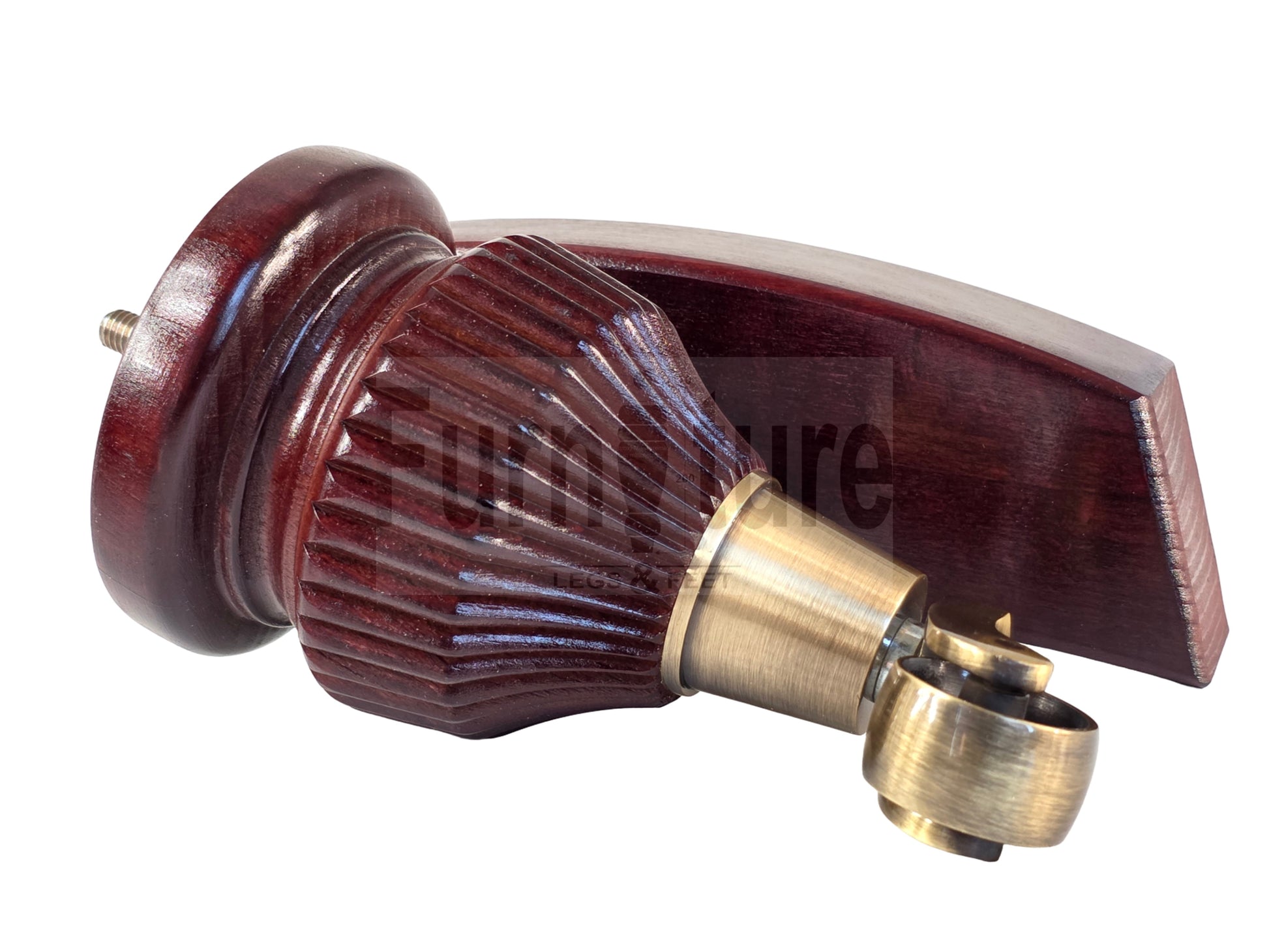 Solid Wood Furniture Replacement Legs 6 Inches with Castors and Back Feet 155mm High M8 Dowl Fixing - Mahogany Finish