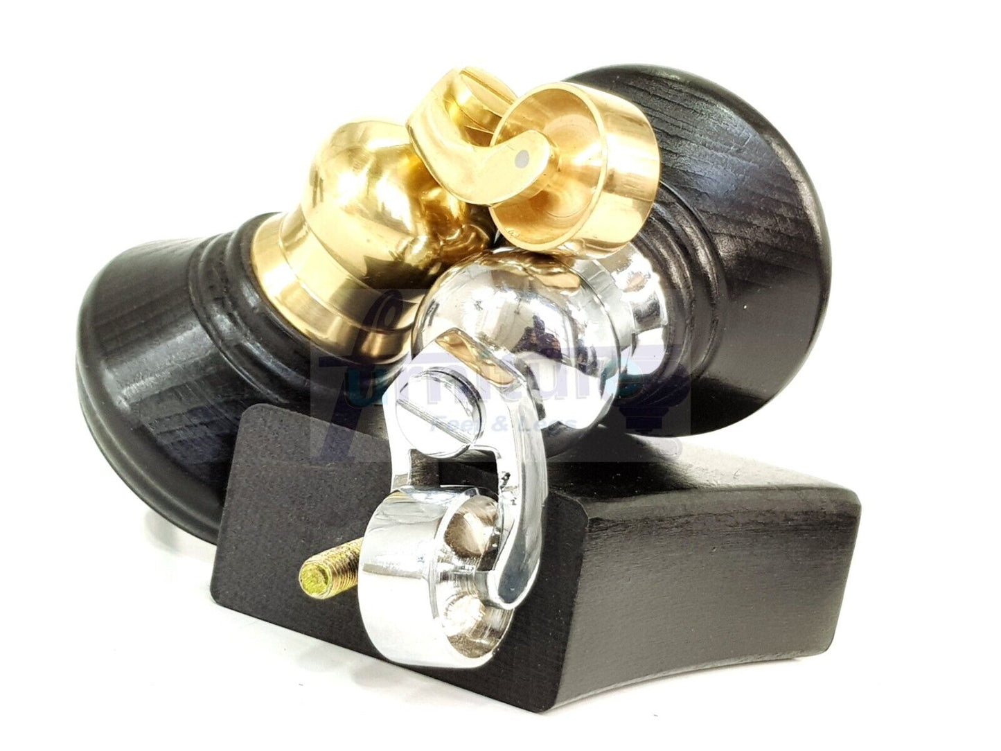 2 Black Wood Furniture Sofa Feet With Castor 125mm & 2 Curved Legs Chair Settee 100mm High M8