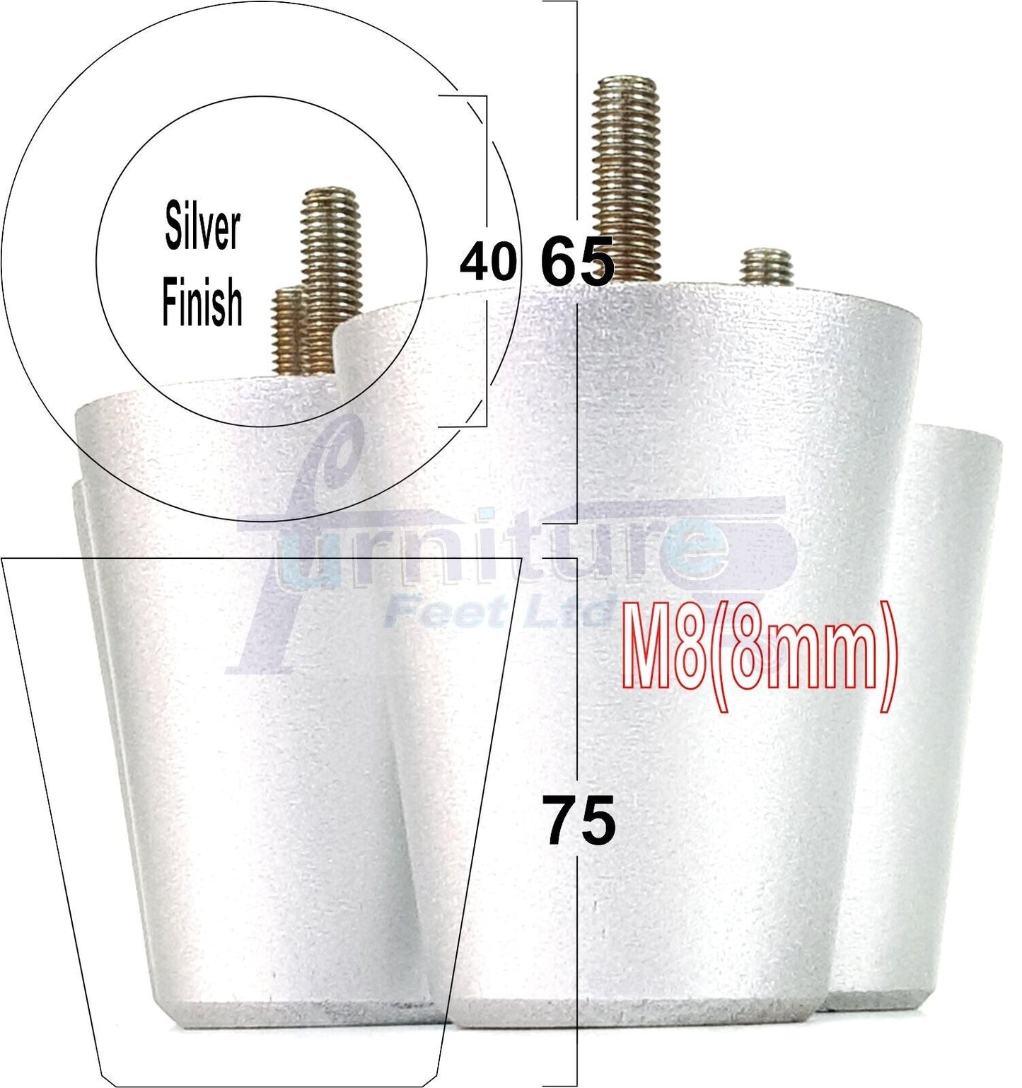 4x Solid Wood Turned Furniture Legs Replacement Bun Feet 75mm High Chairs Stools Sofa's Beds Settee M8