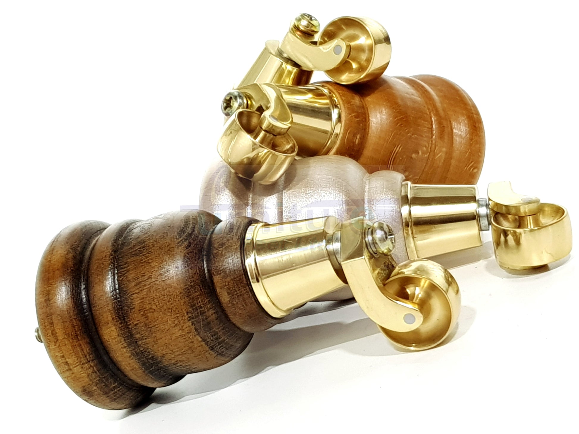 4 Turned Wood Furniture Feet With Brass Castors 155mm Legs Sofas Chairs Stools Cabinets Beds M8 6 Inches