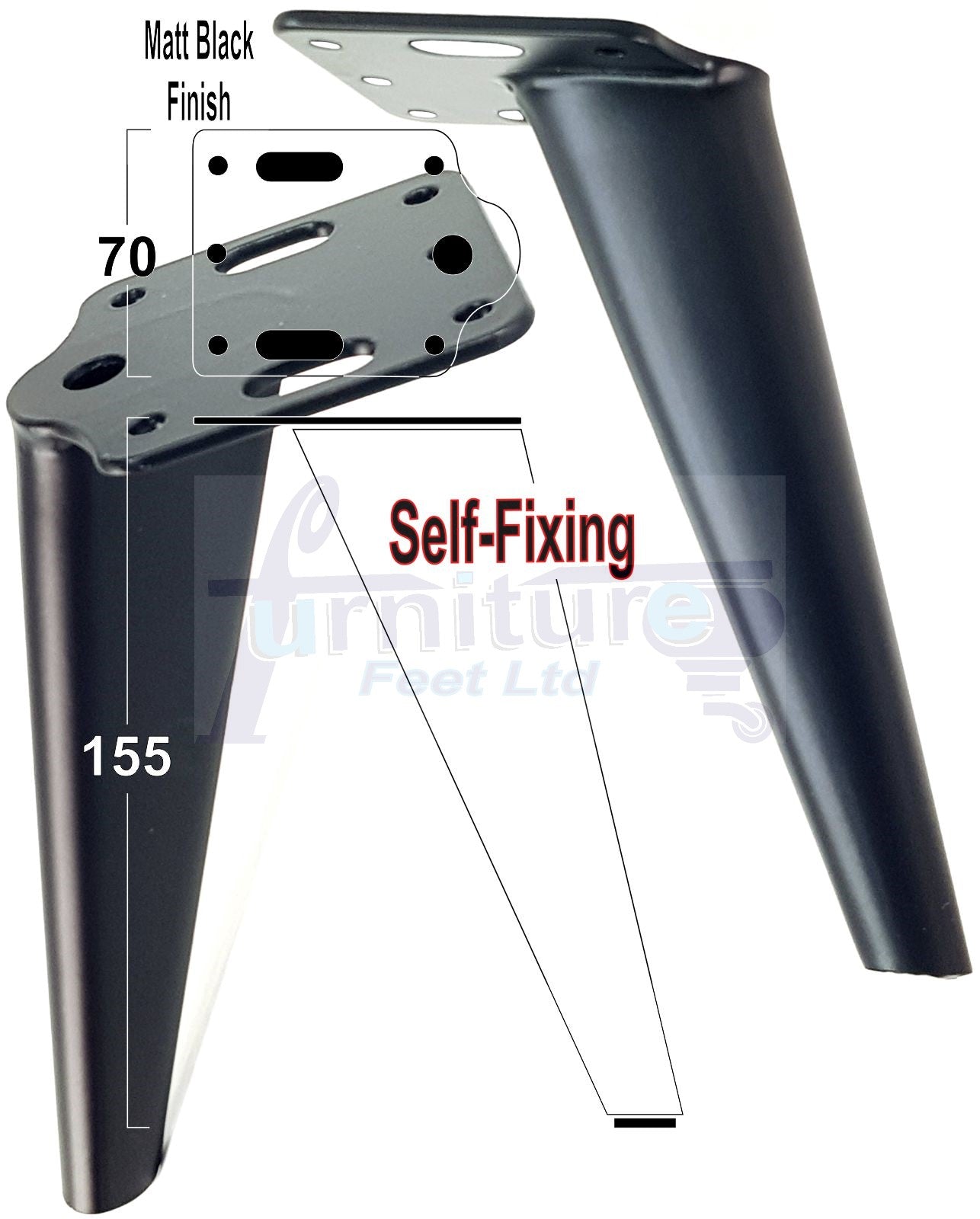 4 Metal Furniture Legs 155mm High Replacement Feet Sofas Chair Cabinet Bed Stool