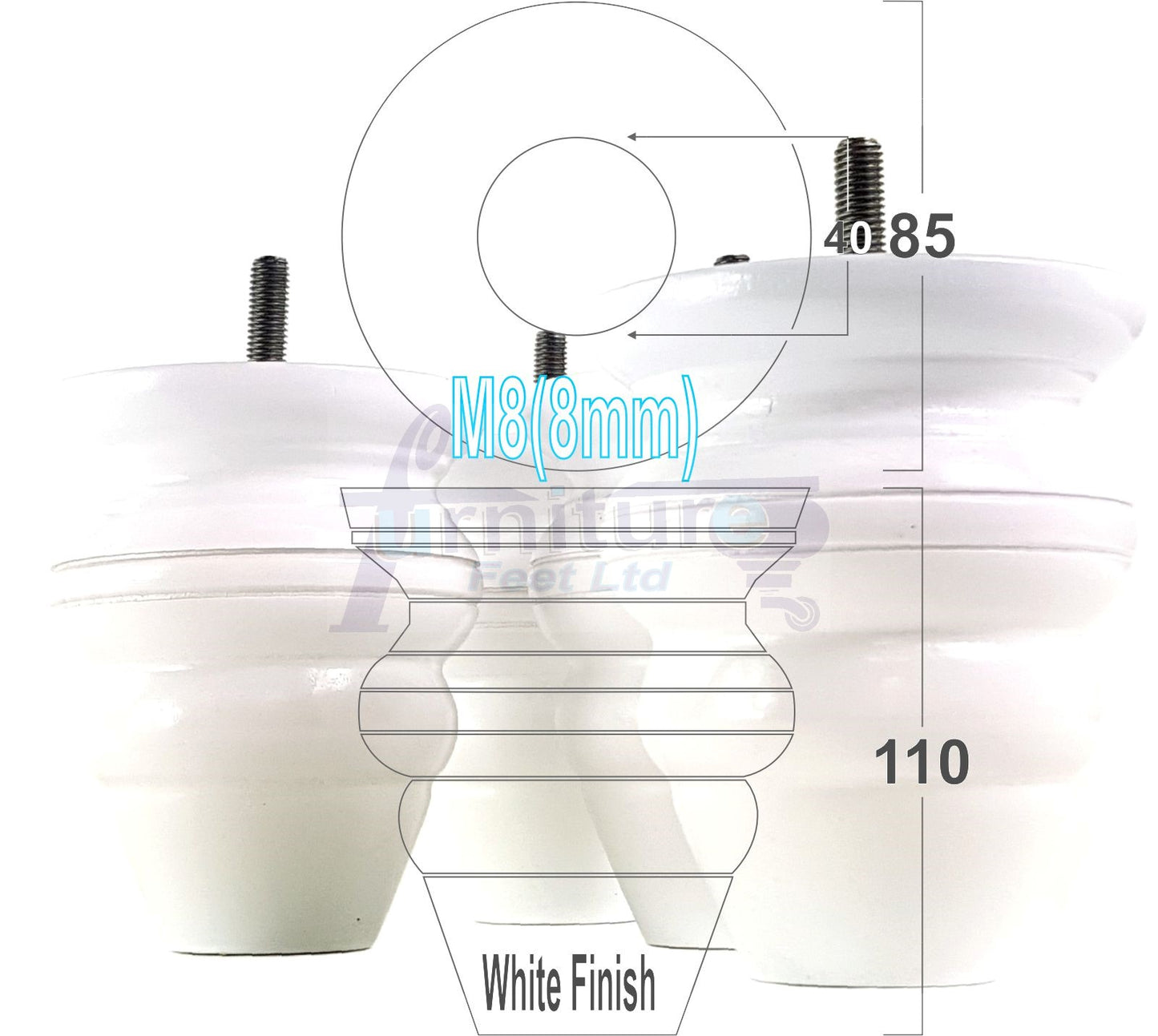 4x Turned Wood Furniture Legs Replacement Feet 110mm High Multiple Colours Chairs Stools Sofa's Beds Settee Cabinets M8