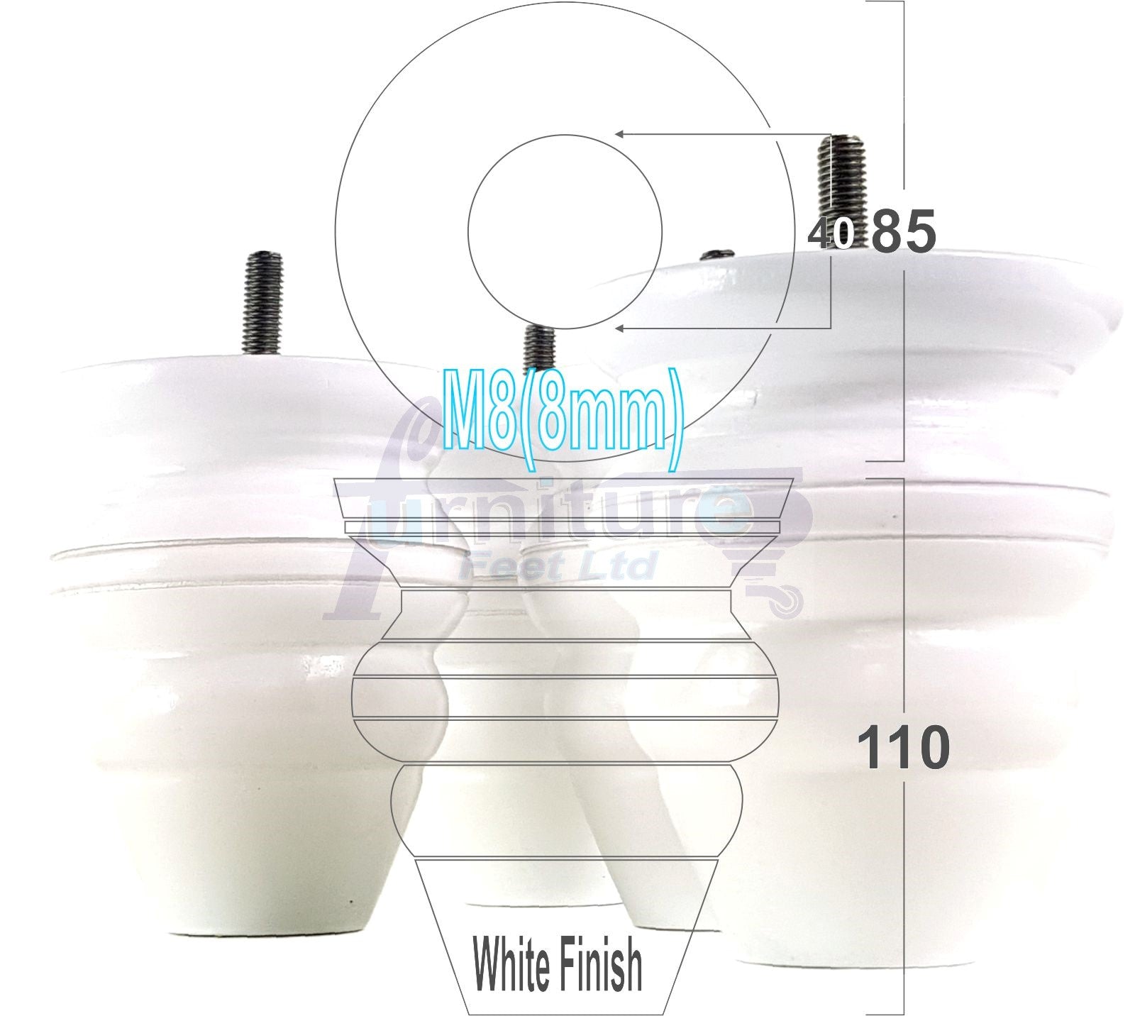 4x Turned Wood Furniture Legs Replacement Feet 110mm High Multiple Colours Chairs Stools Sofa's Beds Settee Cabinets M8