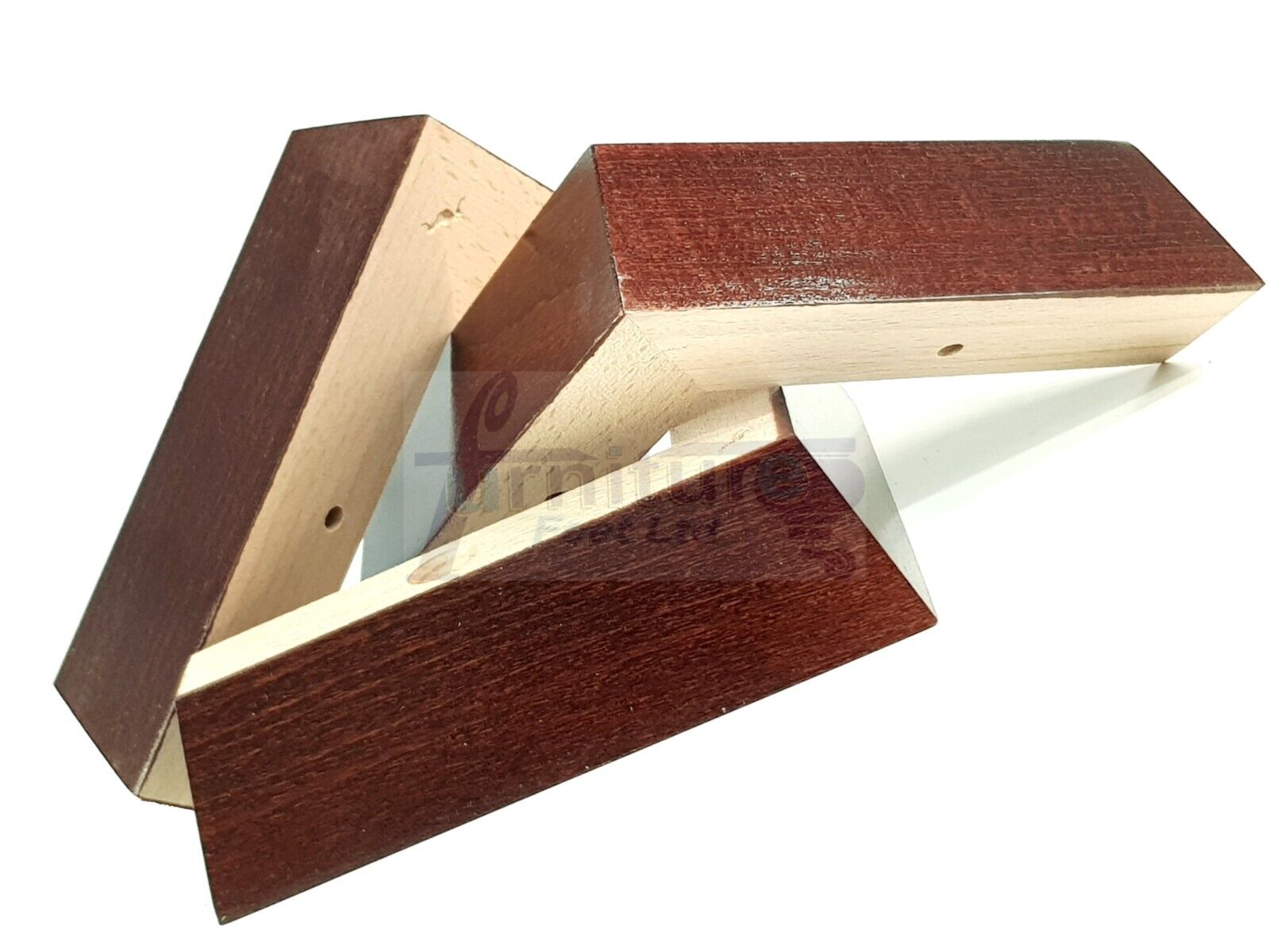4 Wood Corner Mahogany Furniture Legs 40mm High Replacement Sofa Chair Feet (Self Fix)