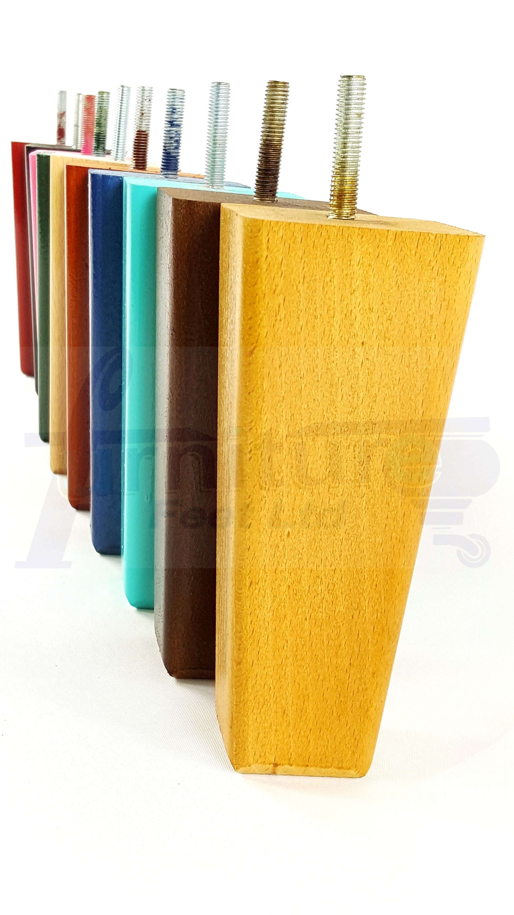 4x Wooden Furniture Legs 160mm High Replacement Square Tapered Feet 8mm