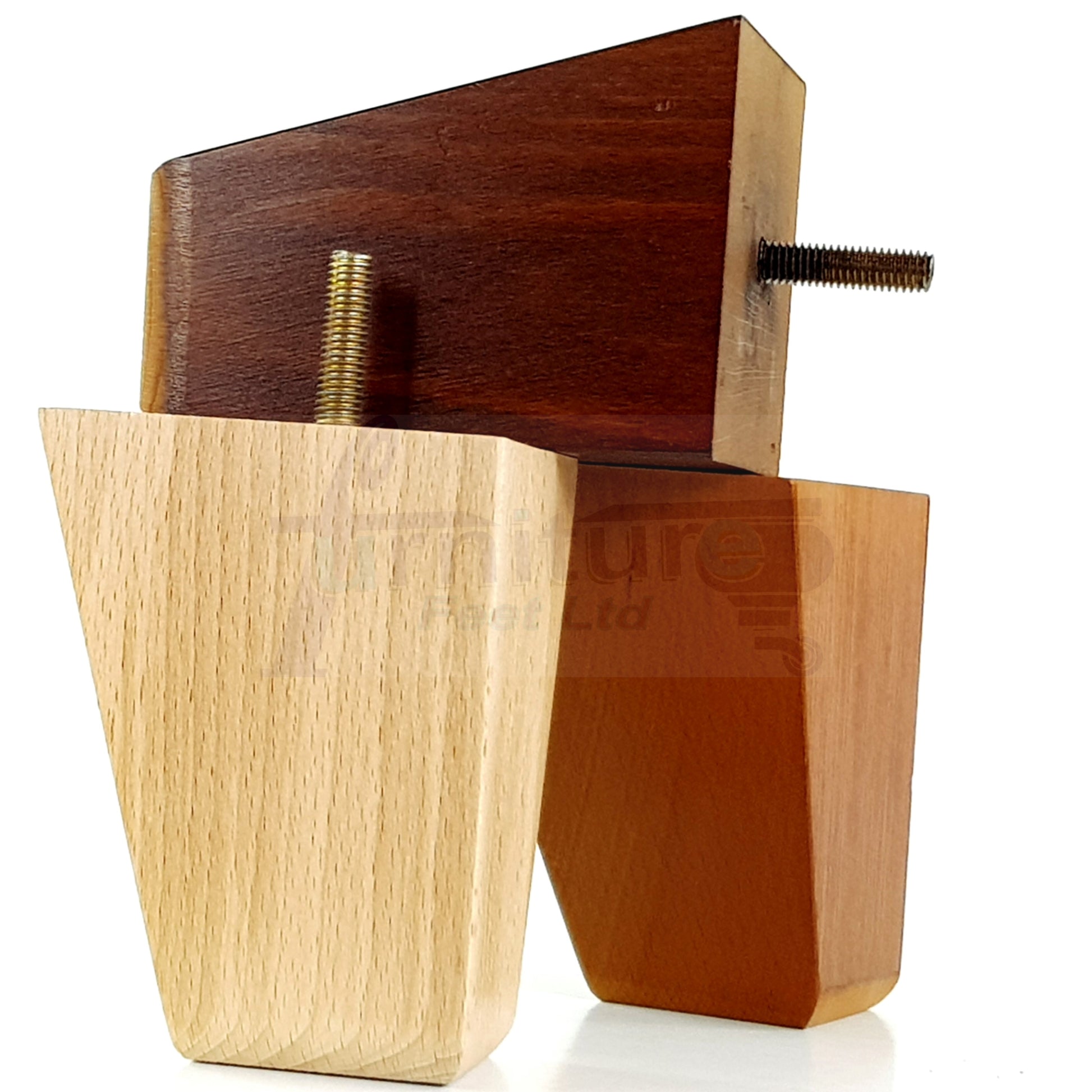 4x Angled Block Wood Sofa Legs 100mm High Replacement Furniture Feet Chairs Cabinets M10 Thread