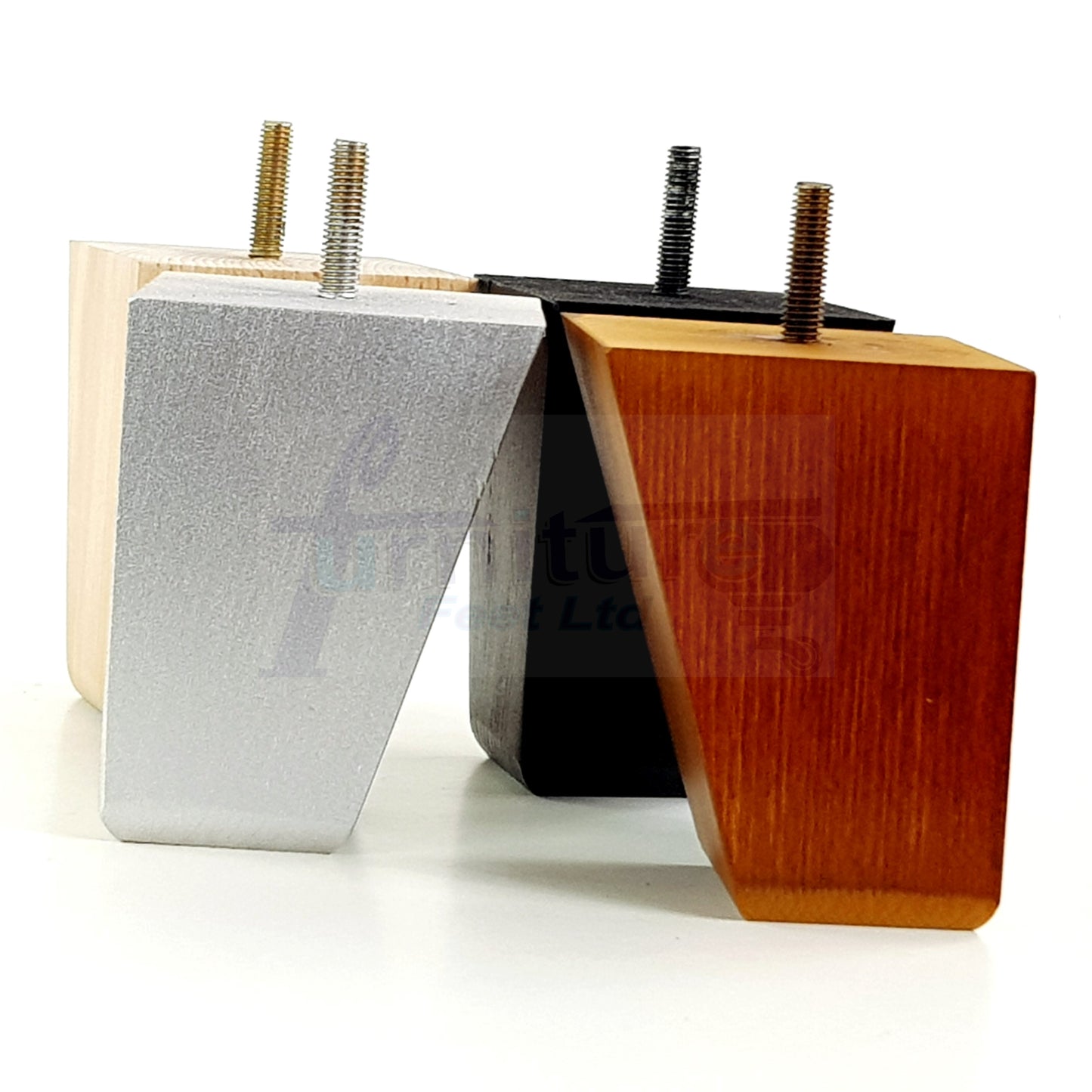 4x Angled Block Wood Sofa Legs 100mm High Replacement Furniture Feet Chairs Cabinets M10 Thread