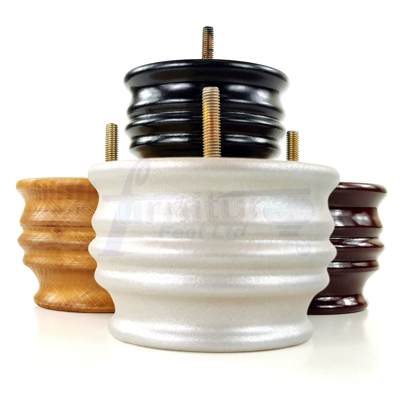 4x Replacement Turned Wooden Furniture Legs 65mm High 10mm Tread For Sofa and Chairs