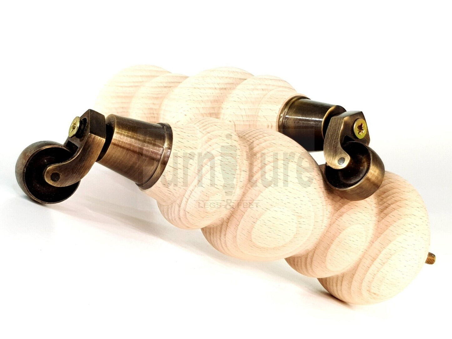 4x Turned Wood Furniture Antique Castor Leg M8 Replacement Feet Chairs Stools Sofa 250mm