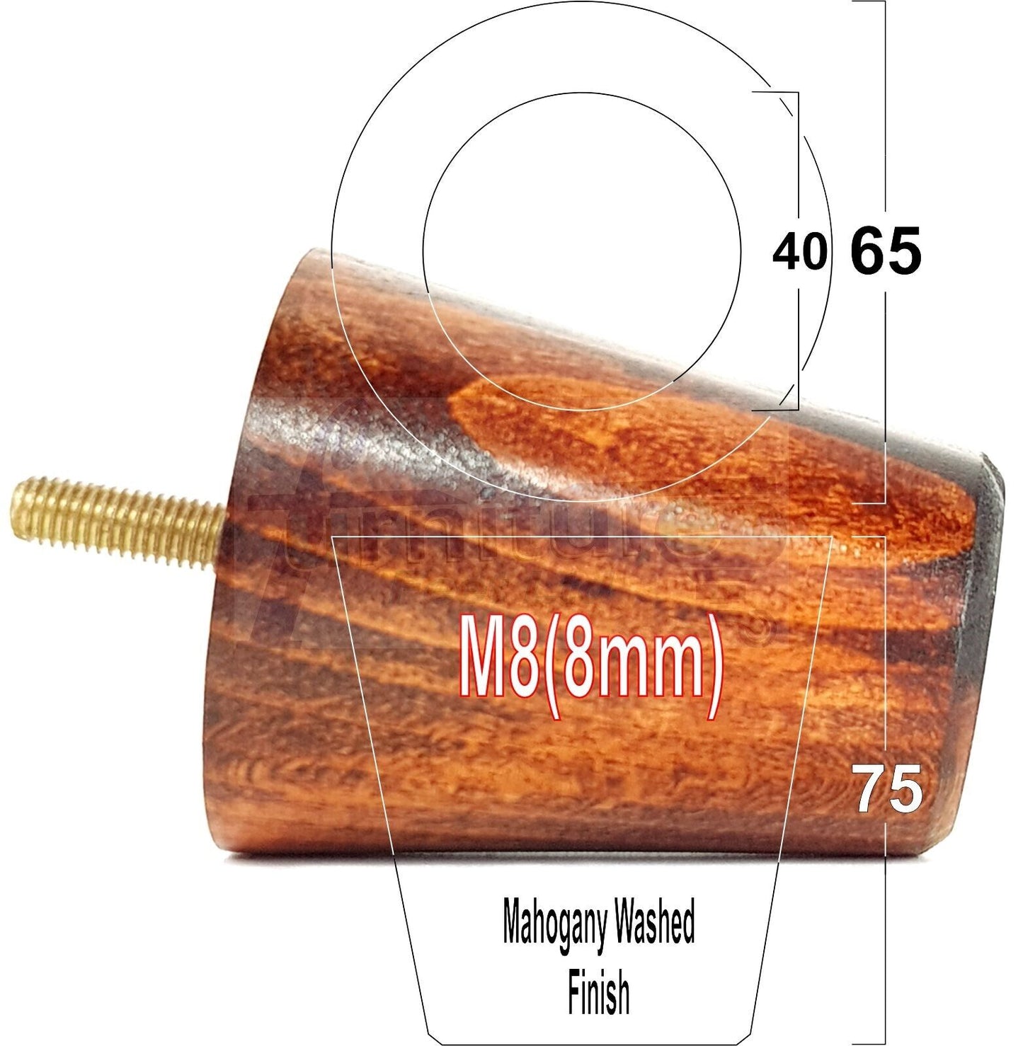 4x Solid Wood Turned Furniture Legs Replacement Bun Feet 75mm High Chairs Stools Sofa's Beds Settee M8