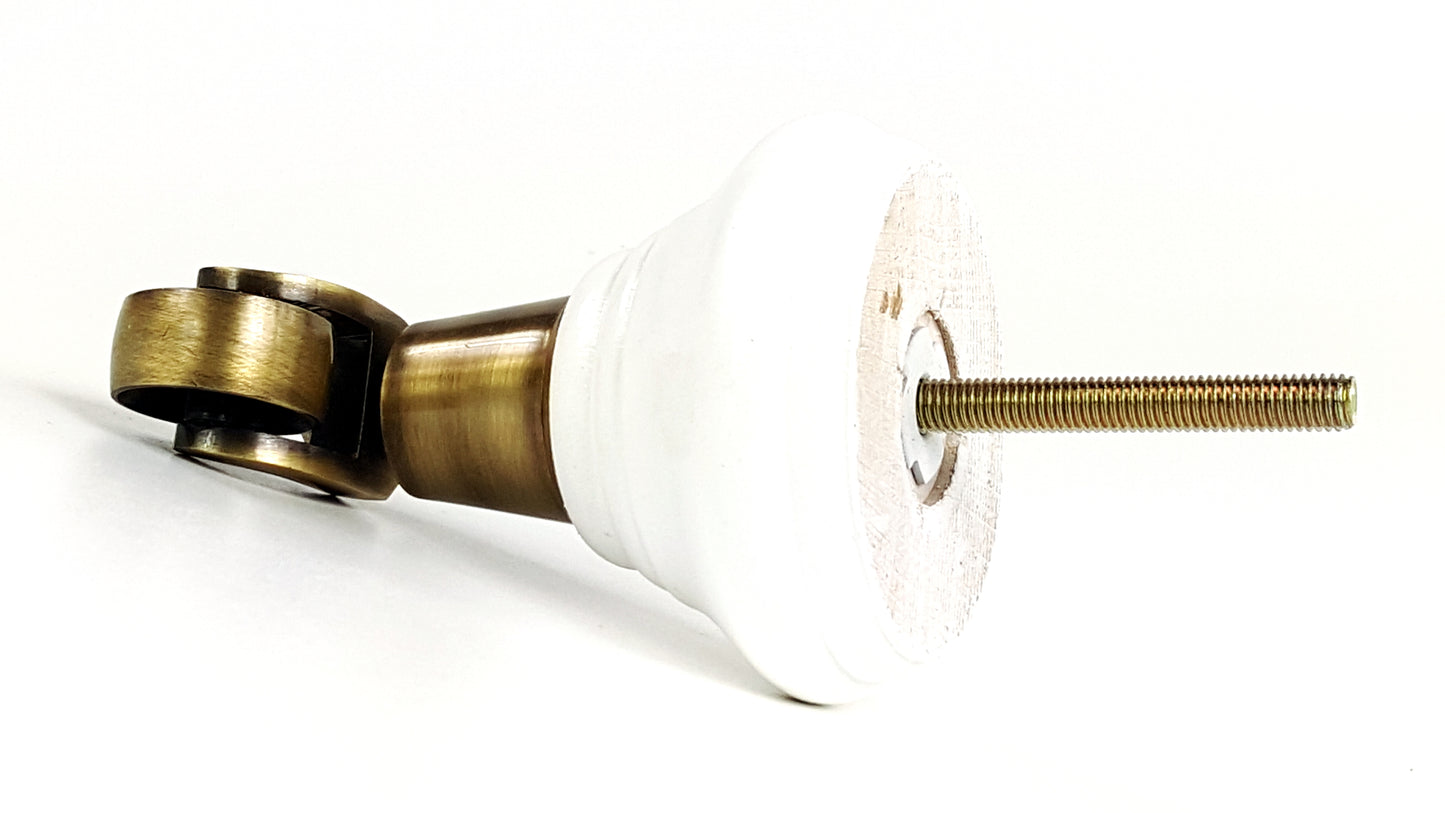 4x White Wooden Furniture Sofa Legs M8 With Castors Replacement Chair Settee Feet 115mm - 125mm High