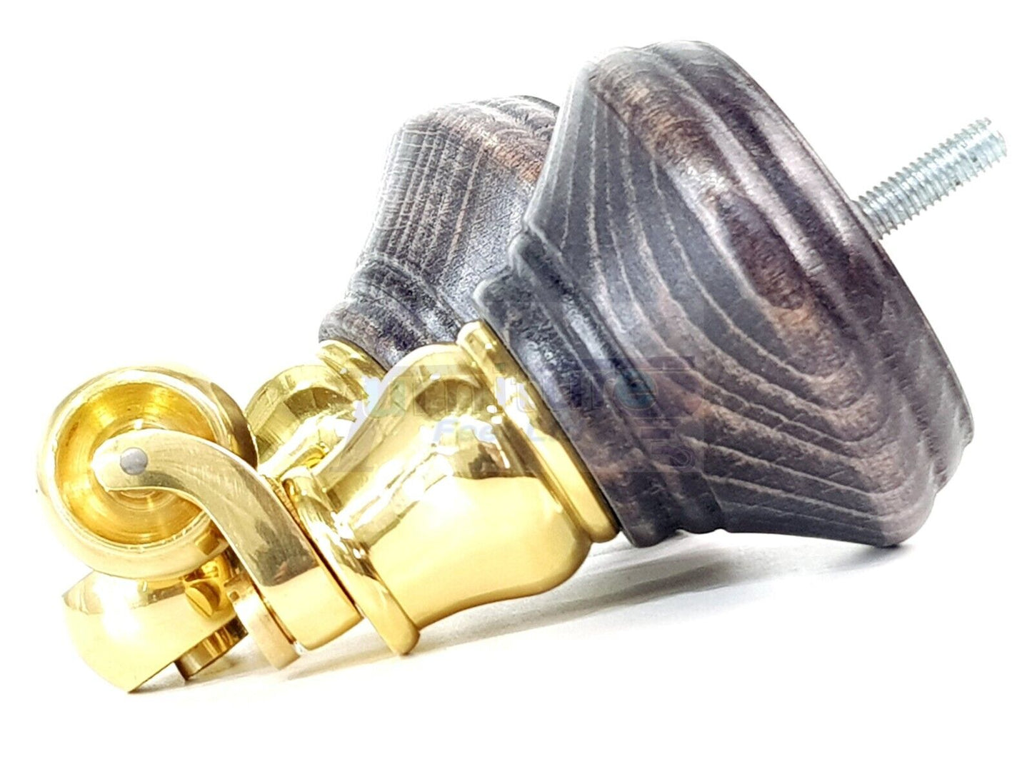 4x Black Washed Wooden Furniture Sofa Legs M8 With Castors Replacement Chair Settee Feet 115mm - 125mm High