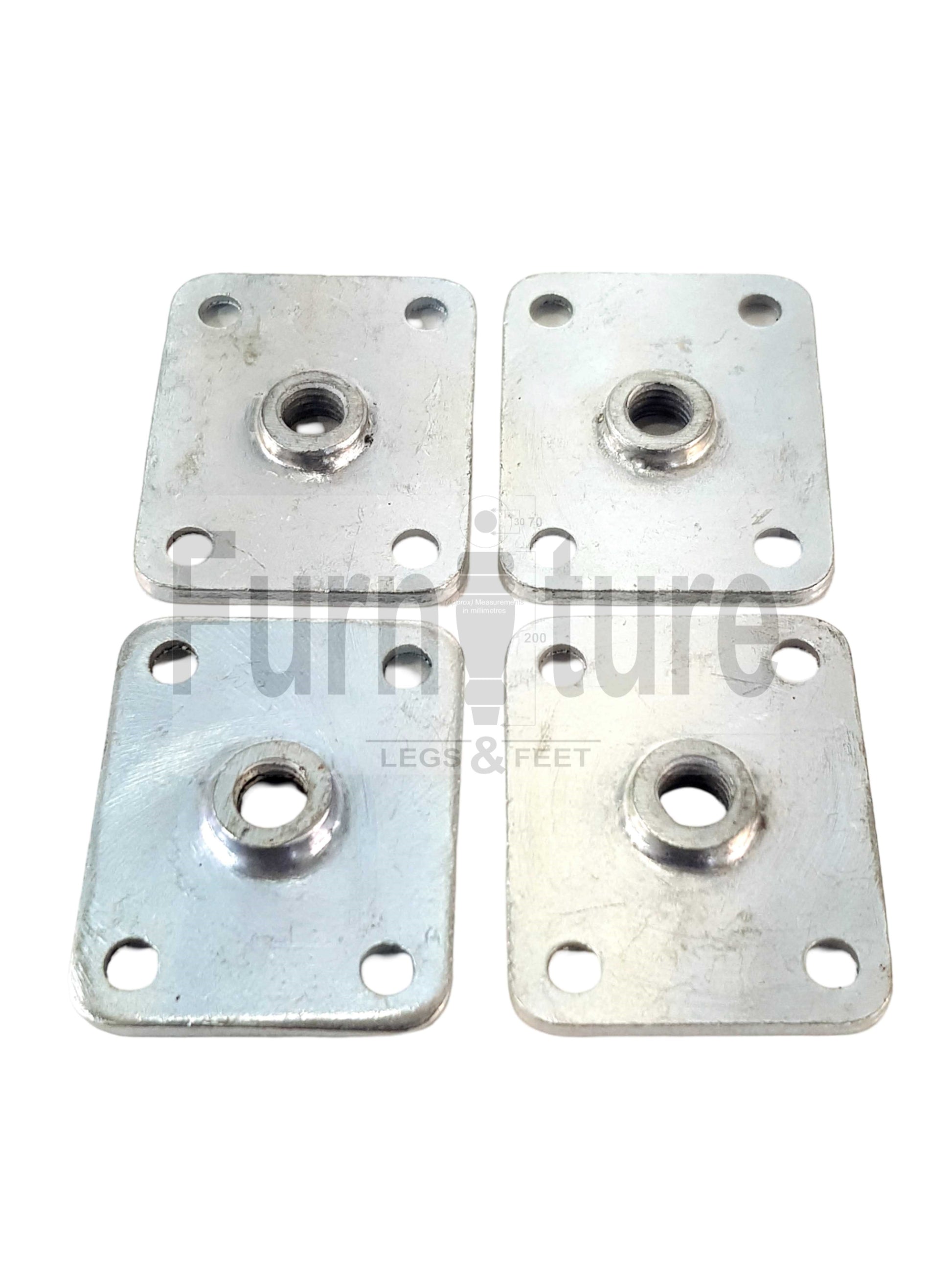 Furniture Fittings, Upholstery Fitting, Leg Fitting Nuts, Straight Fixing Plates x4