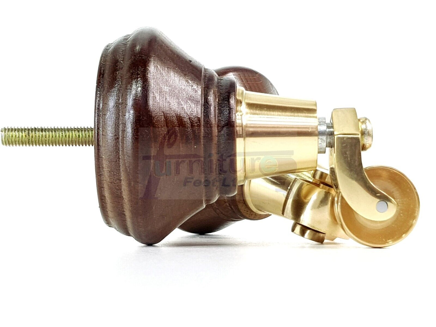 4x Antique Brown Wooden Furniture Sofa Legs M8 With Castors Replacment Chair Settee Feet 115mm - 125mm High