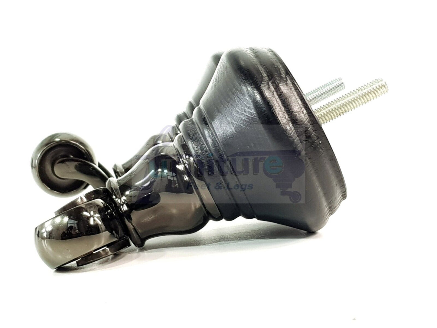 4x Black Wooden Furniture Sofa Legs M8 With Castors Replacment Chair Settee Feet 115mm - 125mm High