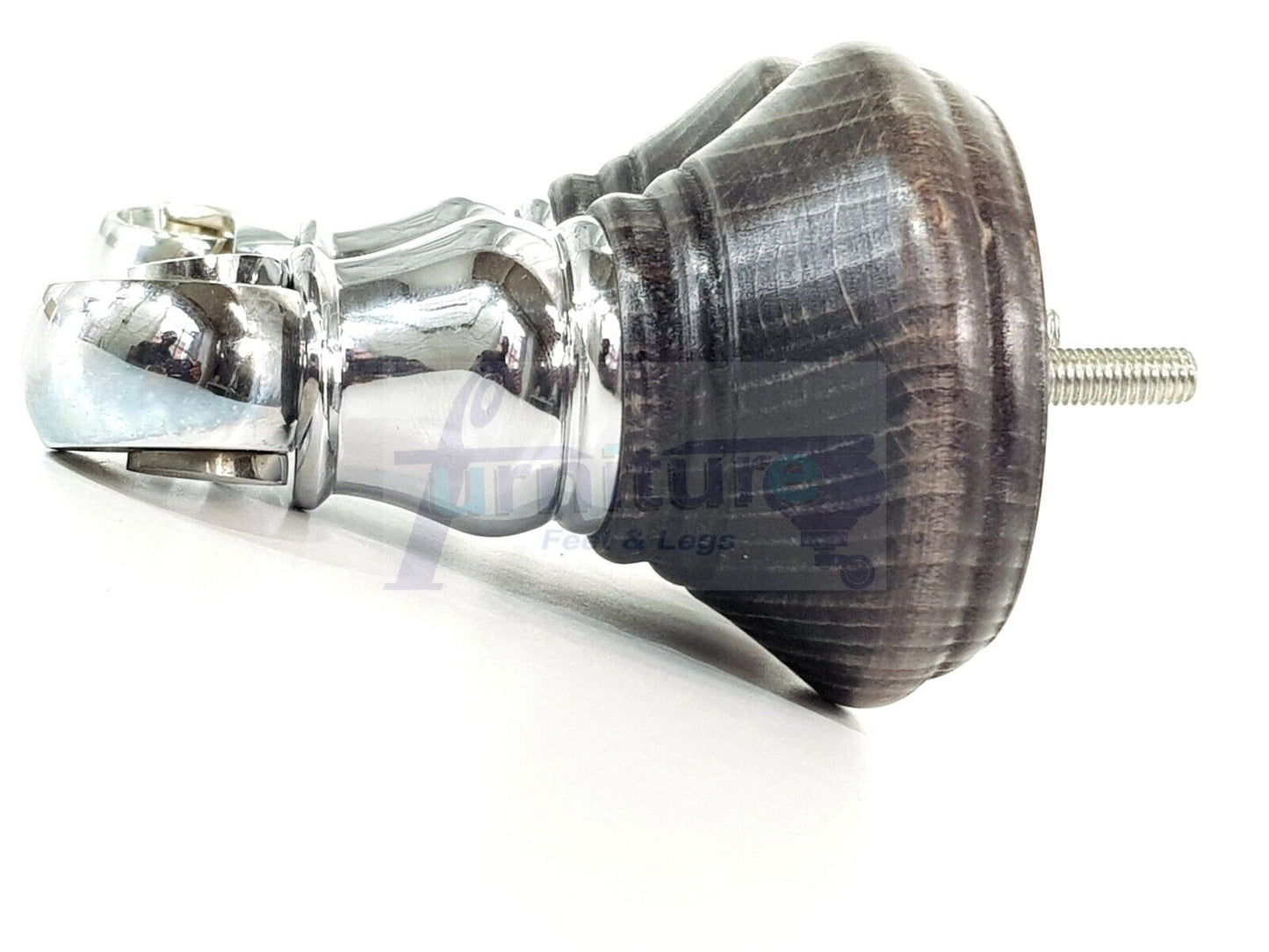 4x Black Washed Wooden Furniture Sofa Legs M8 With Castors Replacement Chair Settee Feet 115mm - 125mm High