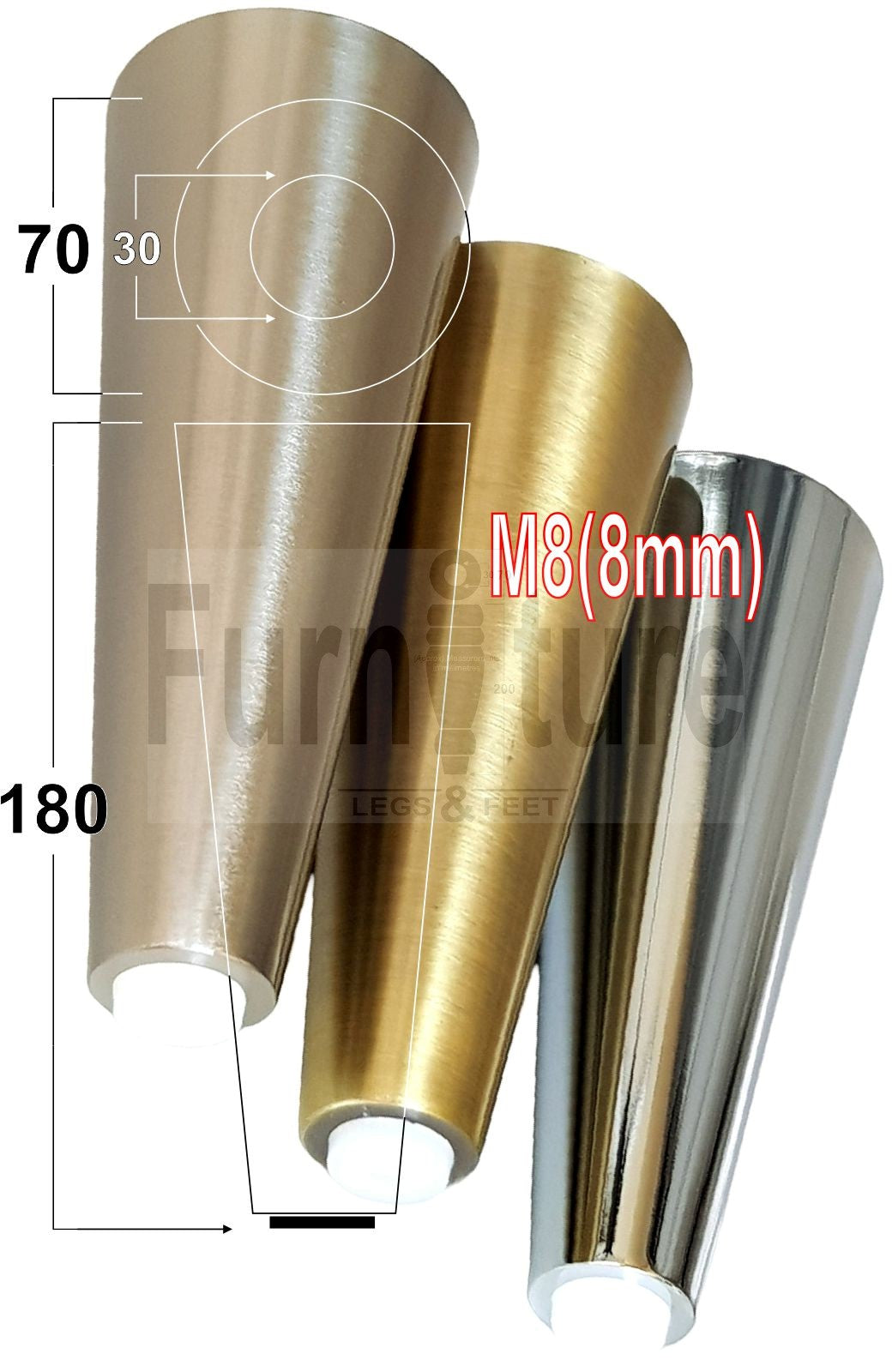 4x Metal Chrome Furniture Settee Legs Cabinet Sofa Feet 180mm High Chair Beds M8