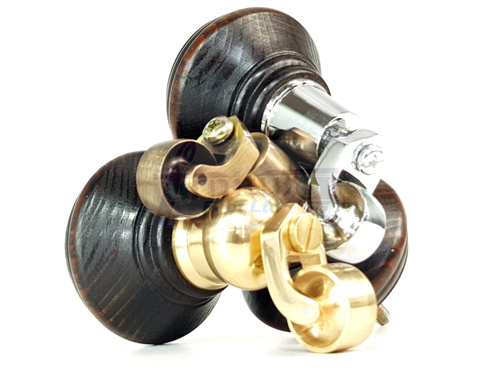 4x Dark Walnut Washed Wooden Furniture Sofa Legs M8 With Castors Replacement Chair Settee Feet 115mm - 125mm High