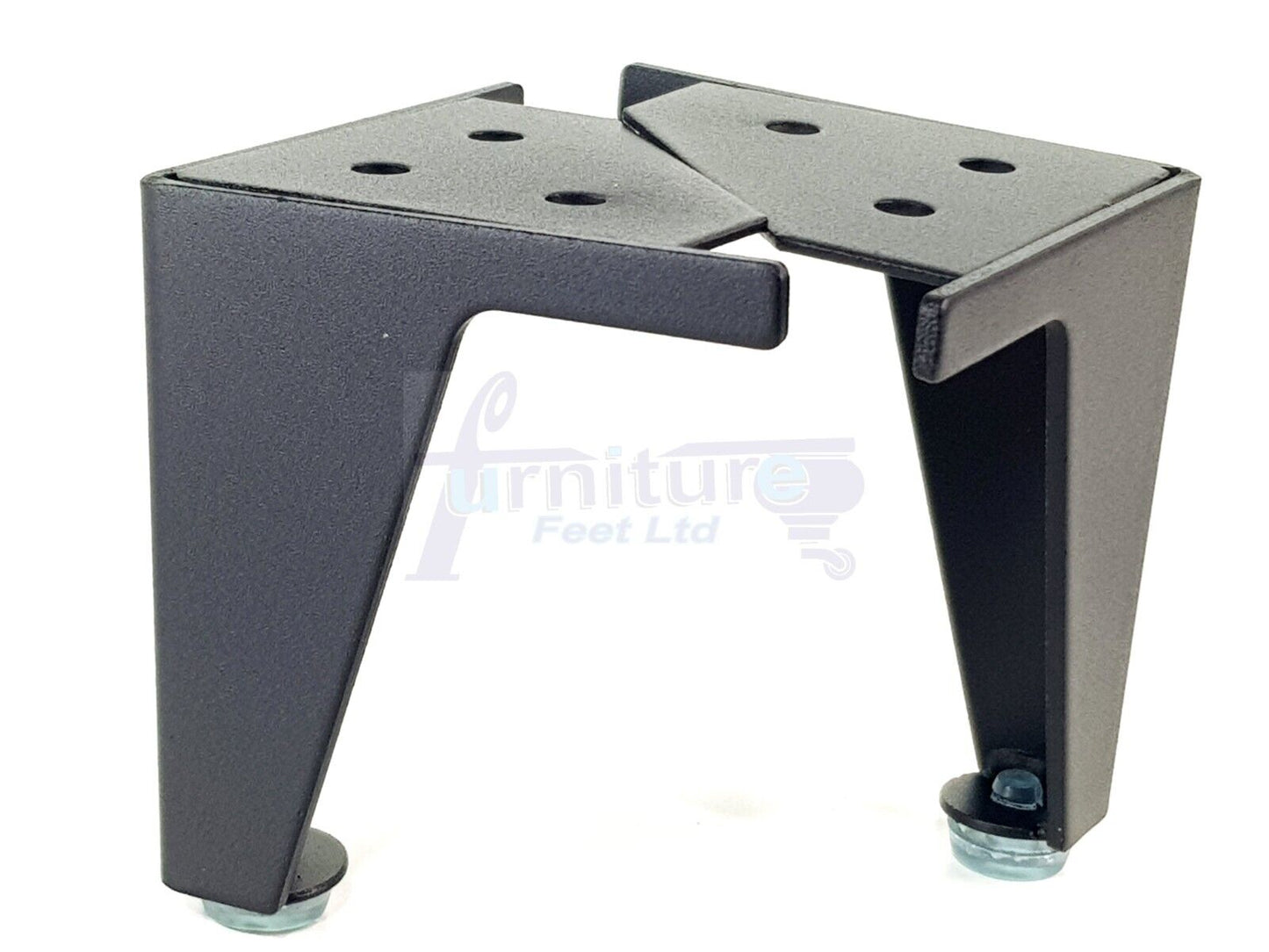 Metal Furniture Feet Black Finish Replacement Metal Legs 100mm High For Sofa, Chairs, Stools Beds Cabinets Self Fix Pre-Drilled Set of 4