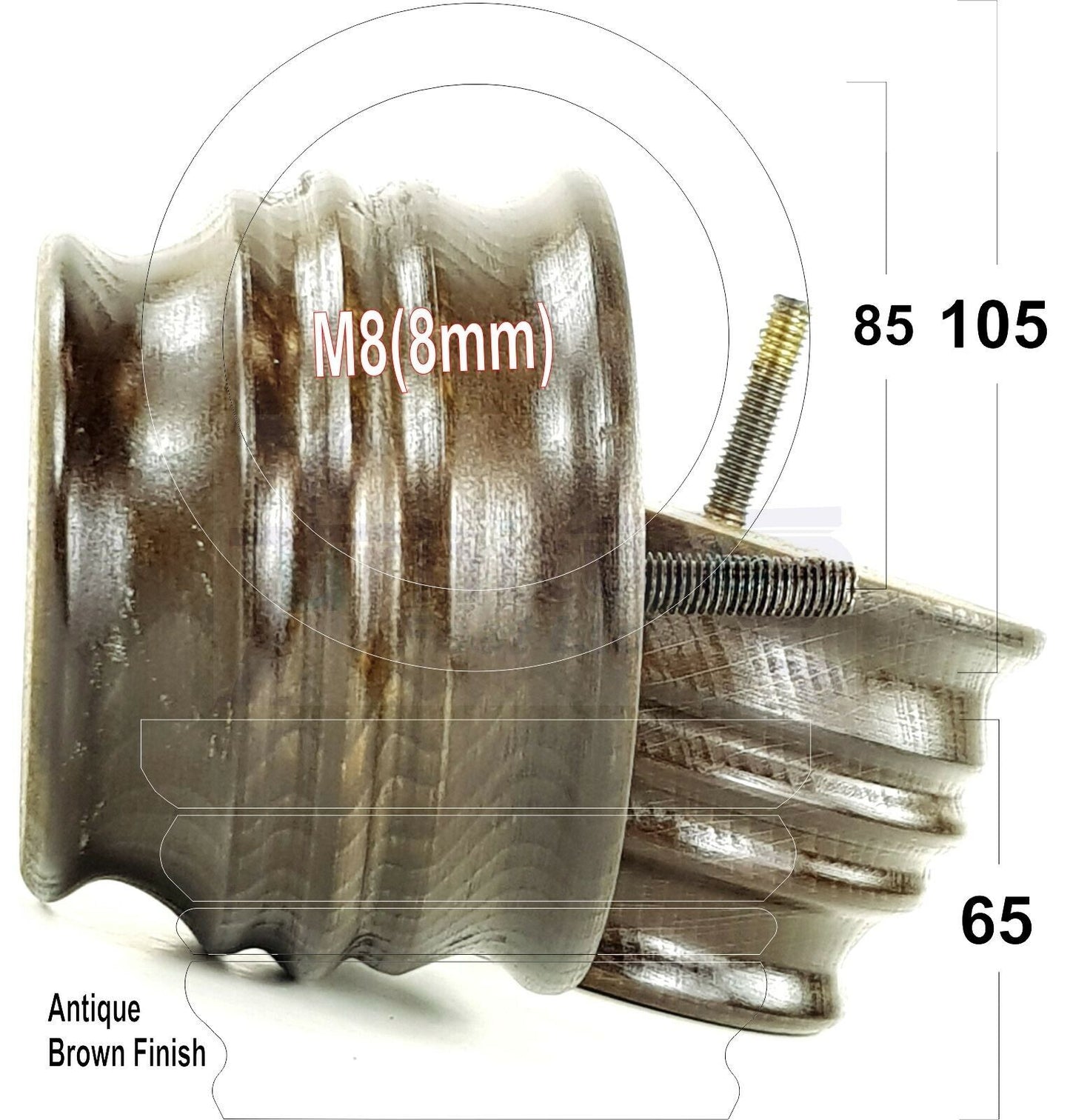 4x Turned Wooden Furniture Replacement Legs 65mm High 8mm Tread