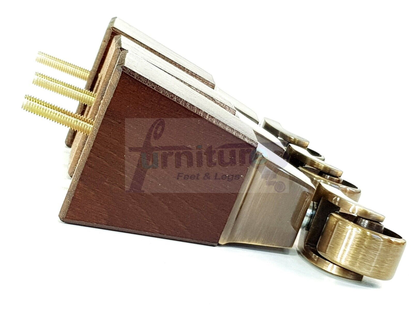 4x Block Wood With Antique Castor Furniture Legs 8mm Thread For Chairs Settees Sofa 150mm