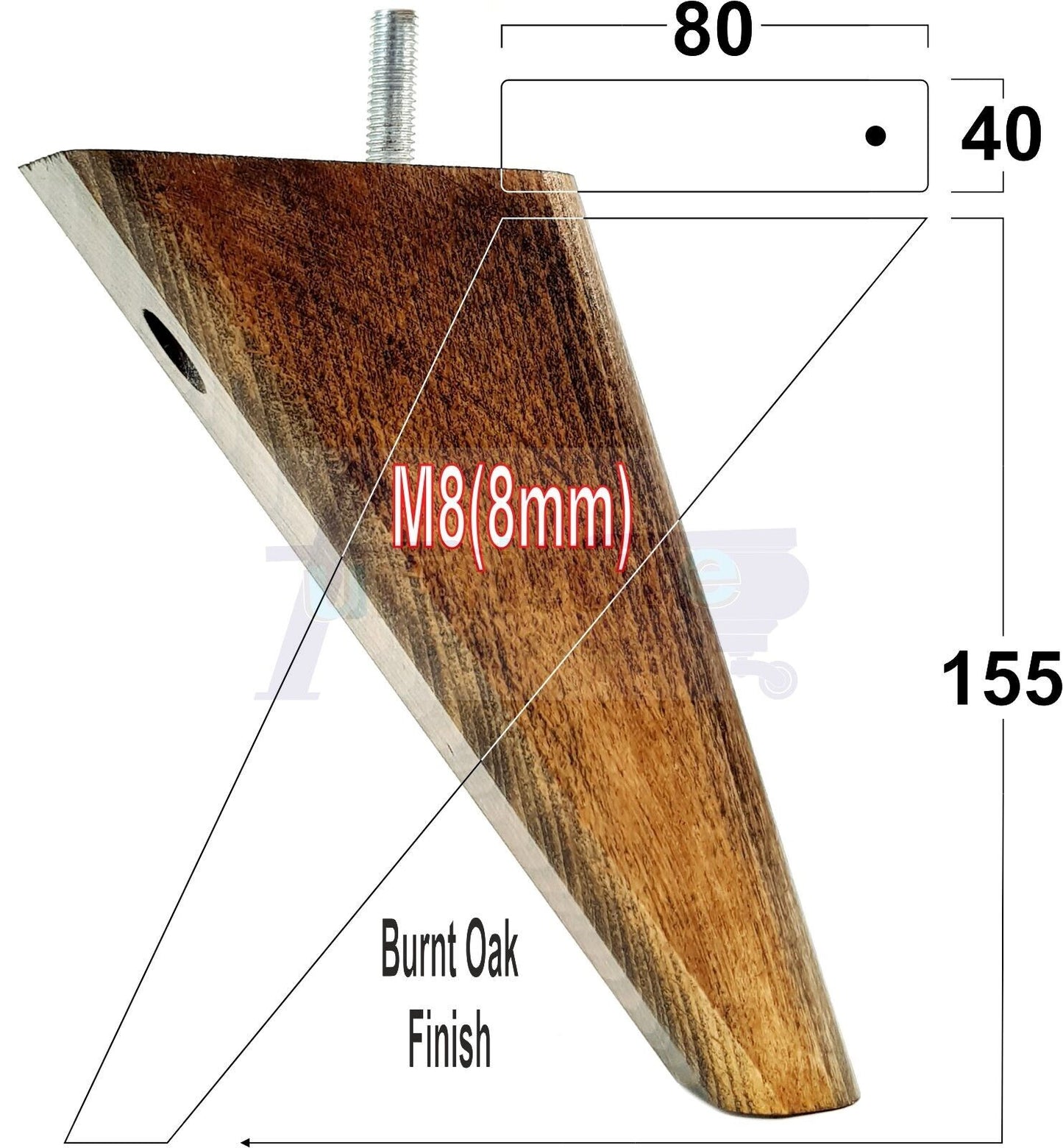 4 Replacement Tapered Feet 155mm High Wood Angled Furniture Legs 6 Inches Tall Chairs Stools Sofa's Beds Settee Cabinets M8