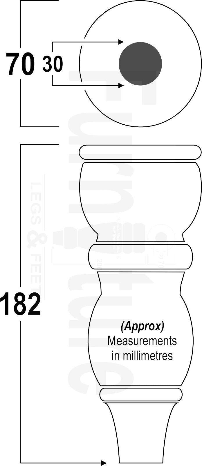 4x Wooden Furniture Feet With Brass Slipper Cup 182mm High Legs M8 Sofas Chairs Settees Cabinets