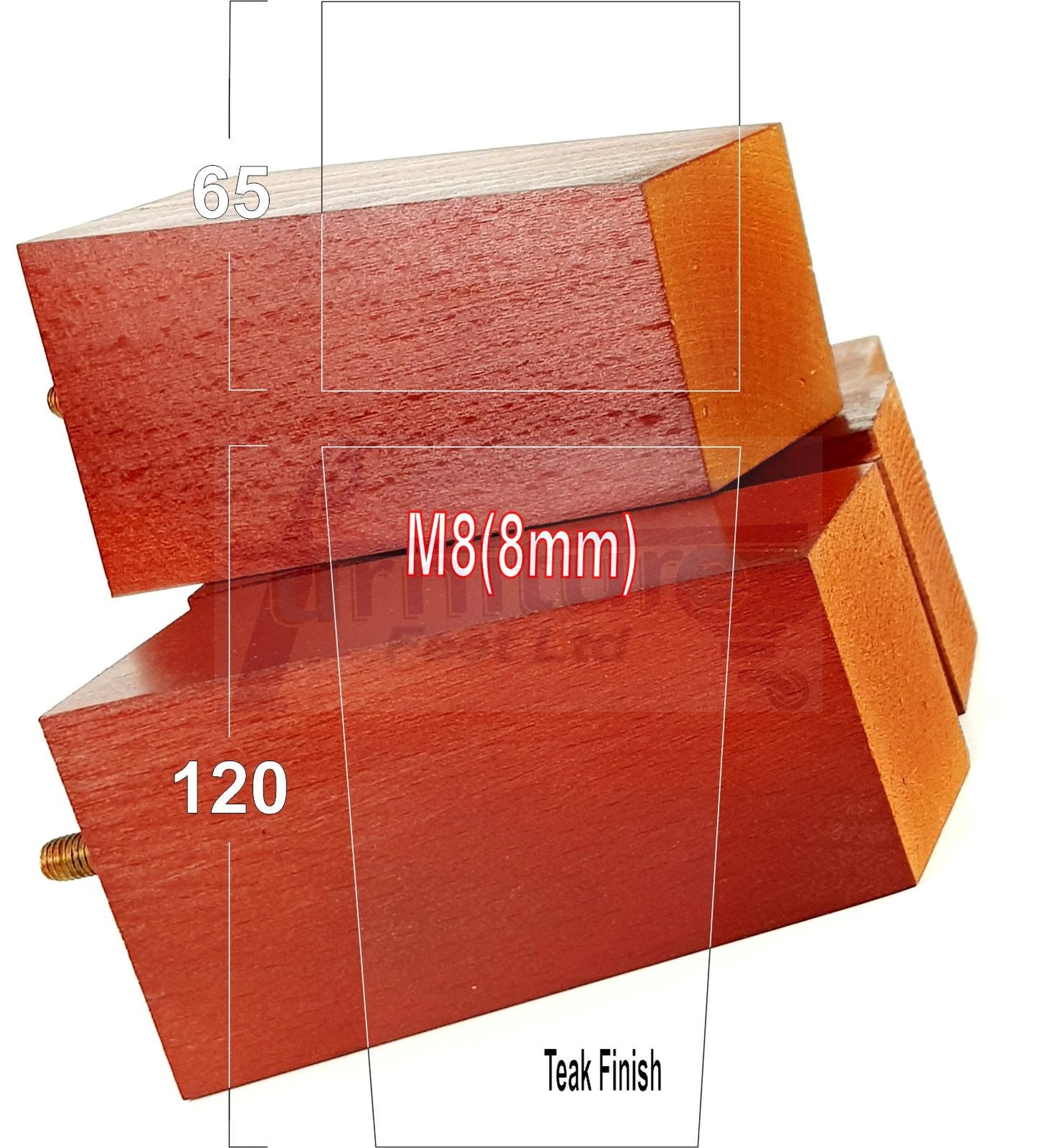 Solid Wood Furniture Feet Square Replacement Block Tapered Legs 120mm High M8 Set of 4 Sofa Chairs Stools Cabinets Beds