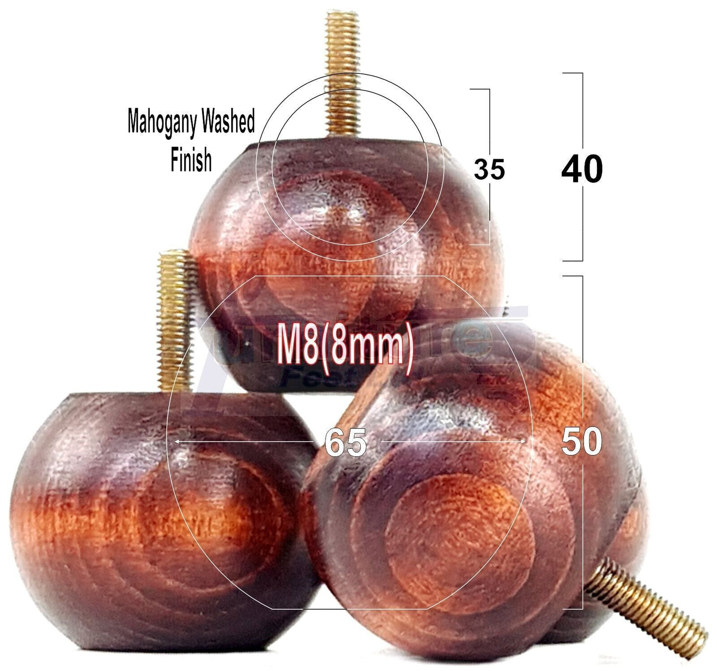 4 Solid Round Wood Turned Furniture Legs Replacement Bun Feet 2 Inches 50mm High Chairs Sofa Beds Settee M8 